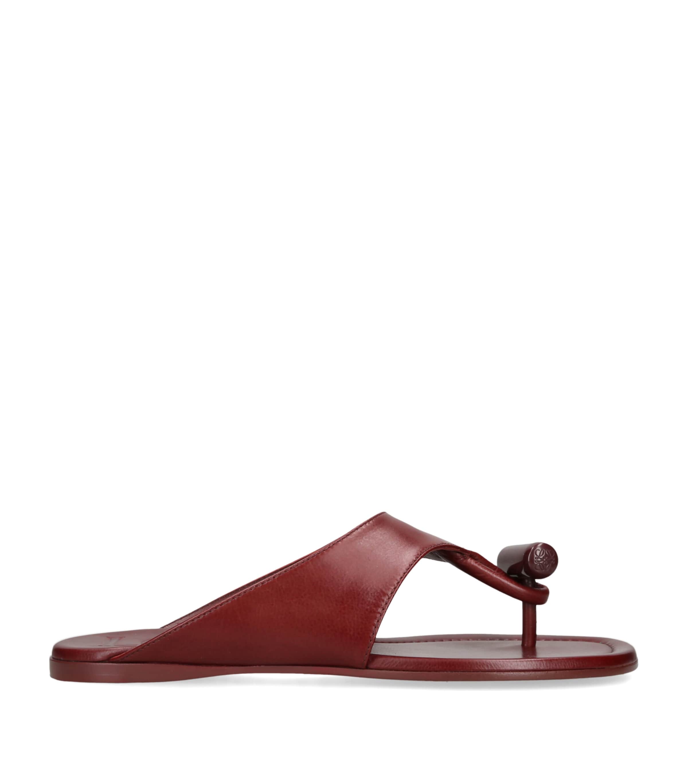 LOEWE Leather Toggle Sandals Red/dark