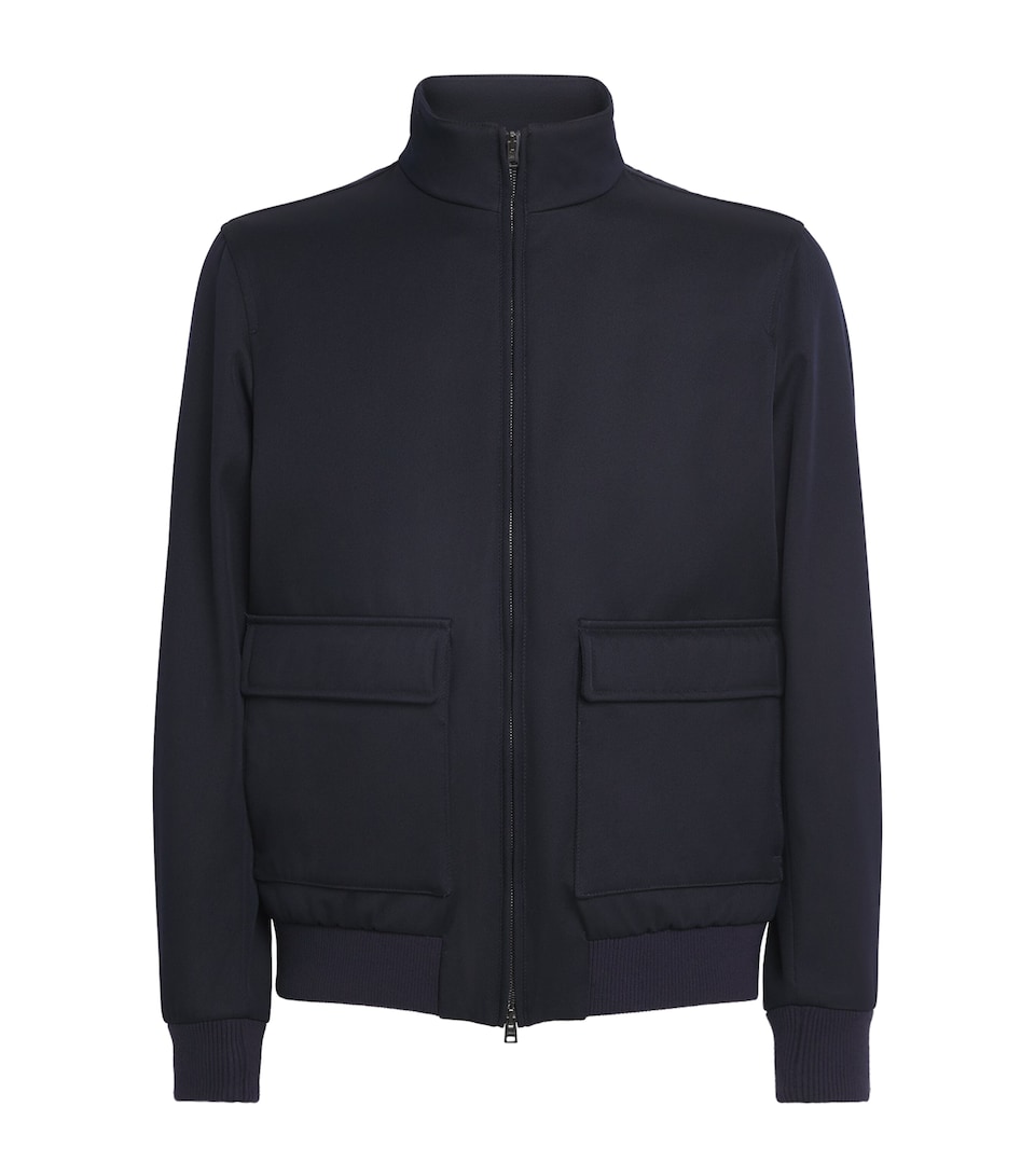 Herno Mens Wool Harrington Jacket Blu Navy