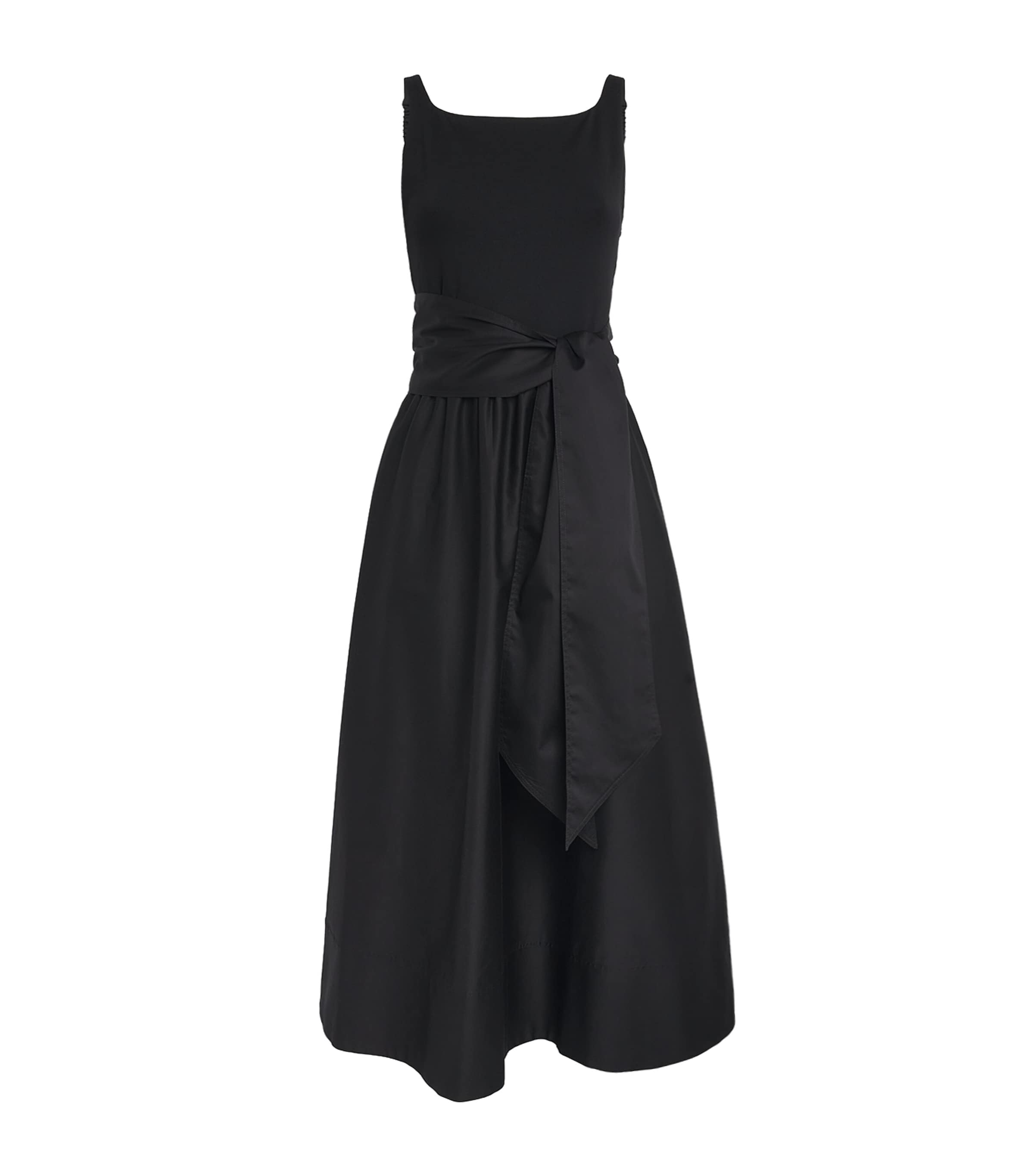 ME+EM Womens Jersey and Poplin Fit + Flare Midi Dress Black