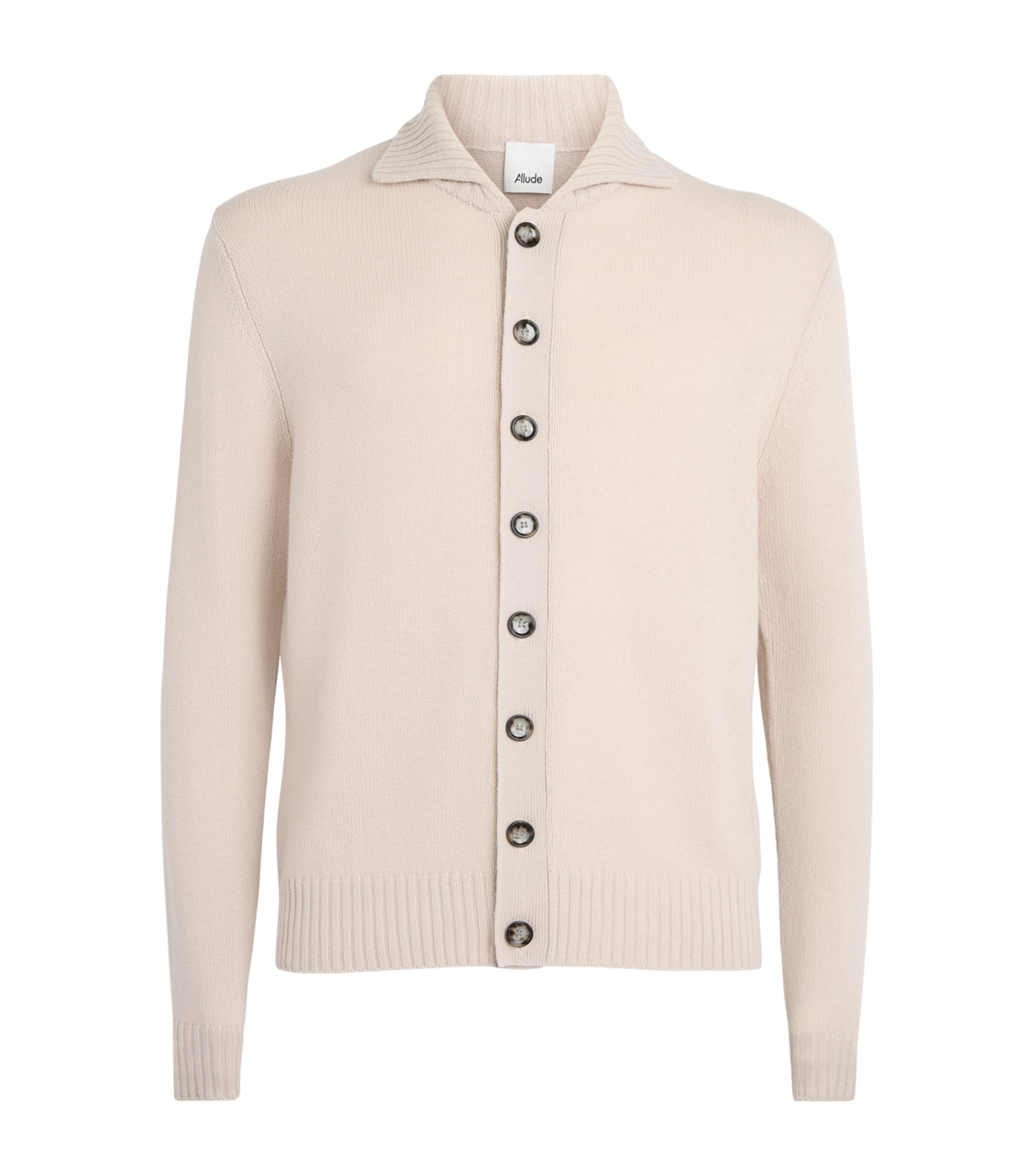 Allude Mens Wool-Cashmere Collared Cardigan