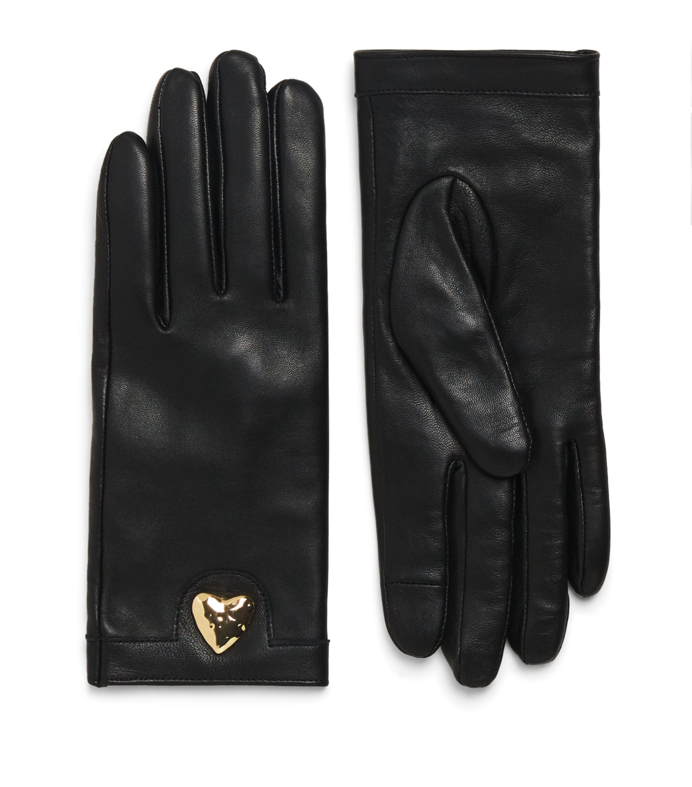 Leather Heart Charm Gloves