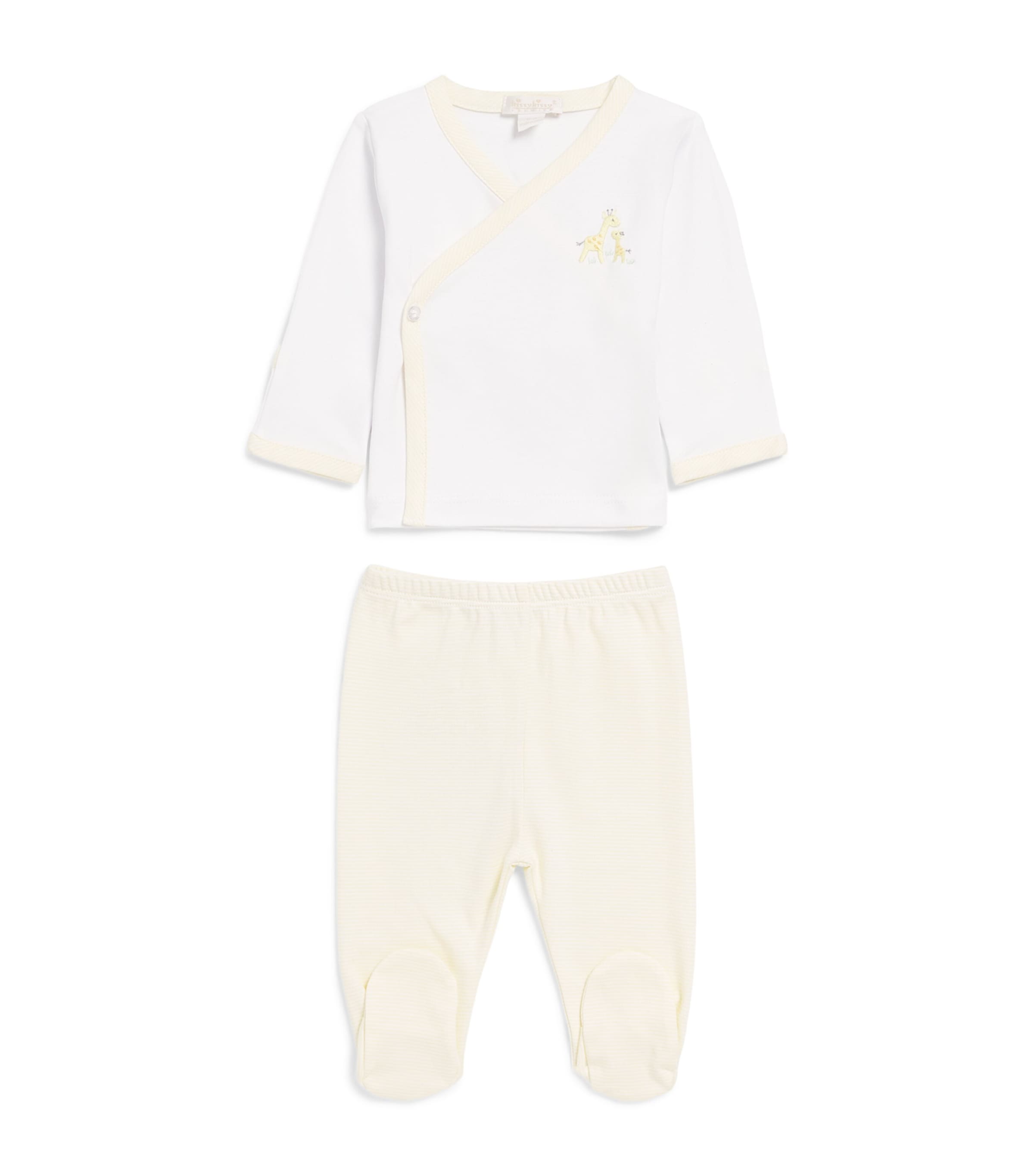 Kissy Kissy Pima Cotton Giraffe Top and Trousers Set (0-9 Months) White/yellow