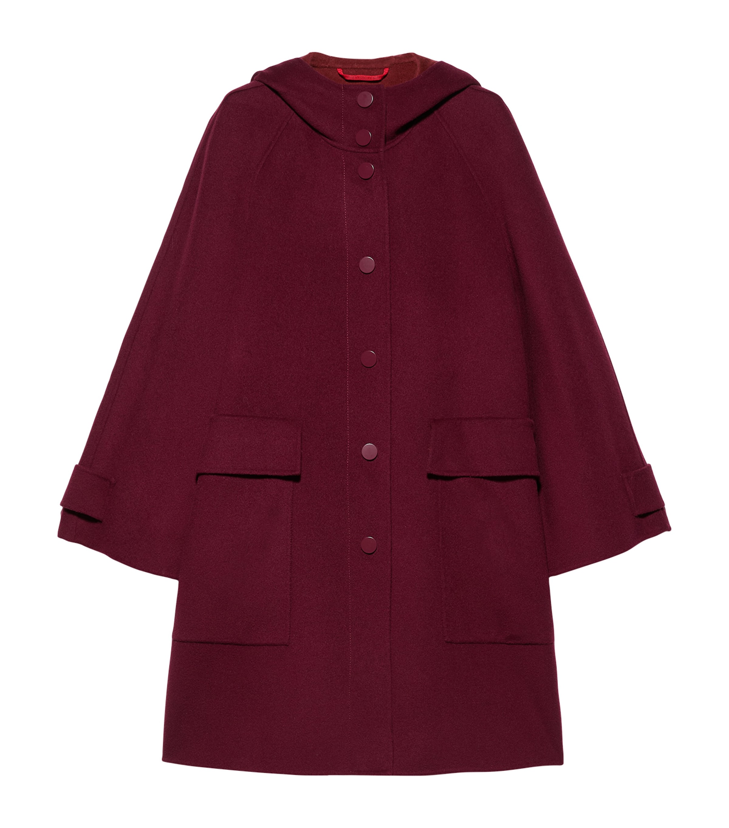 MAX&Co. Womens Wool Hooded Coat Bordeaux