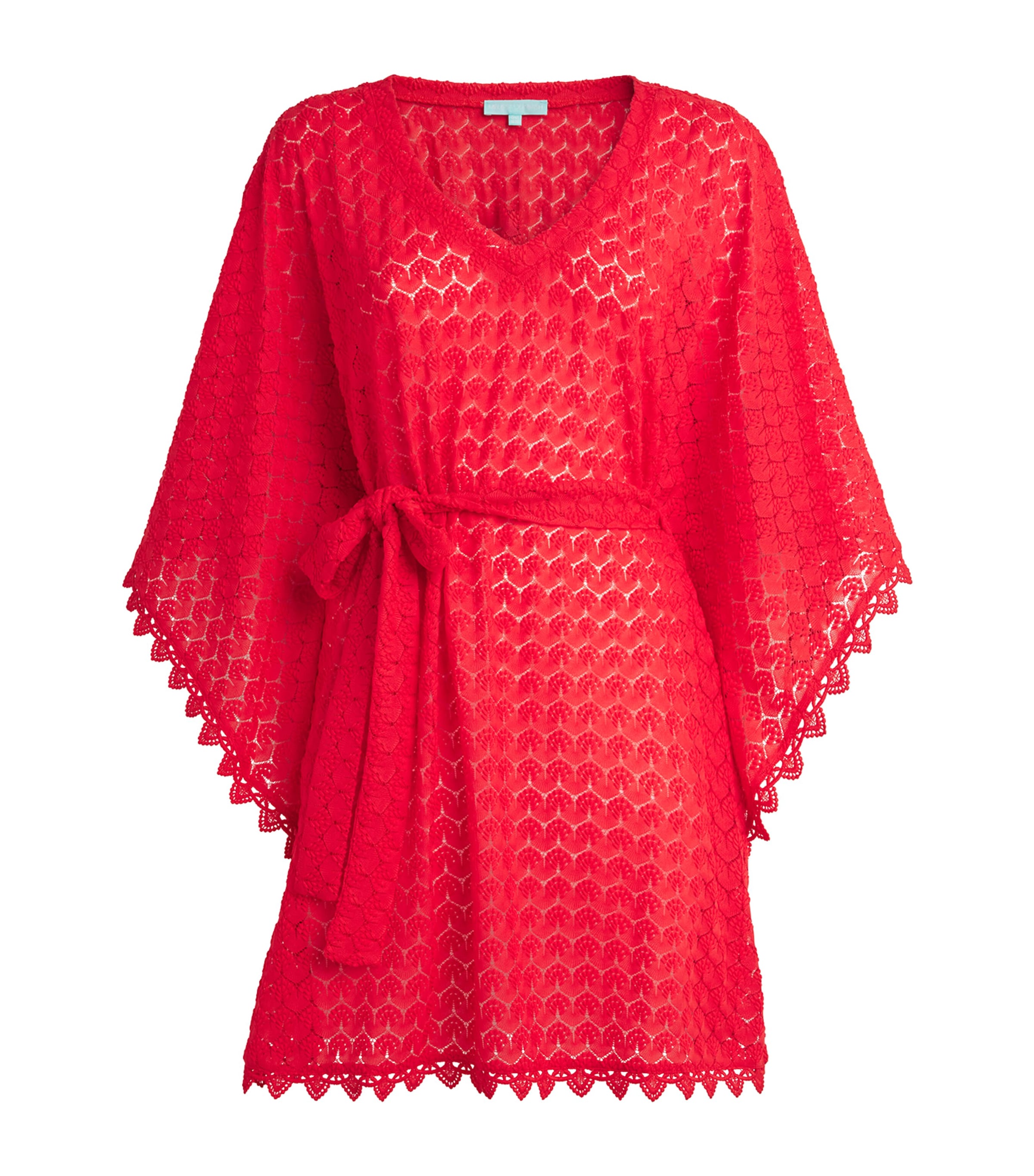 Melissa Odabash Womens Crochet Tie-Waist Petra Kaftan Red