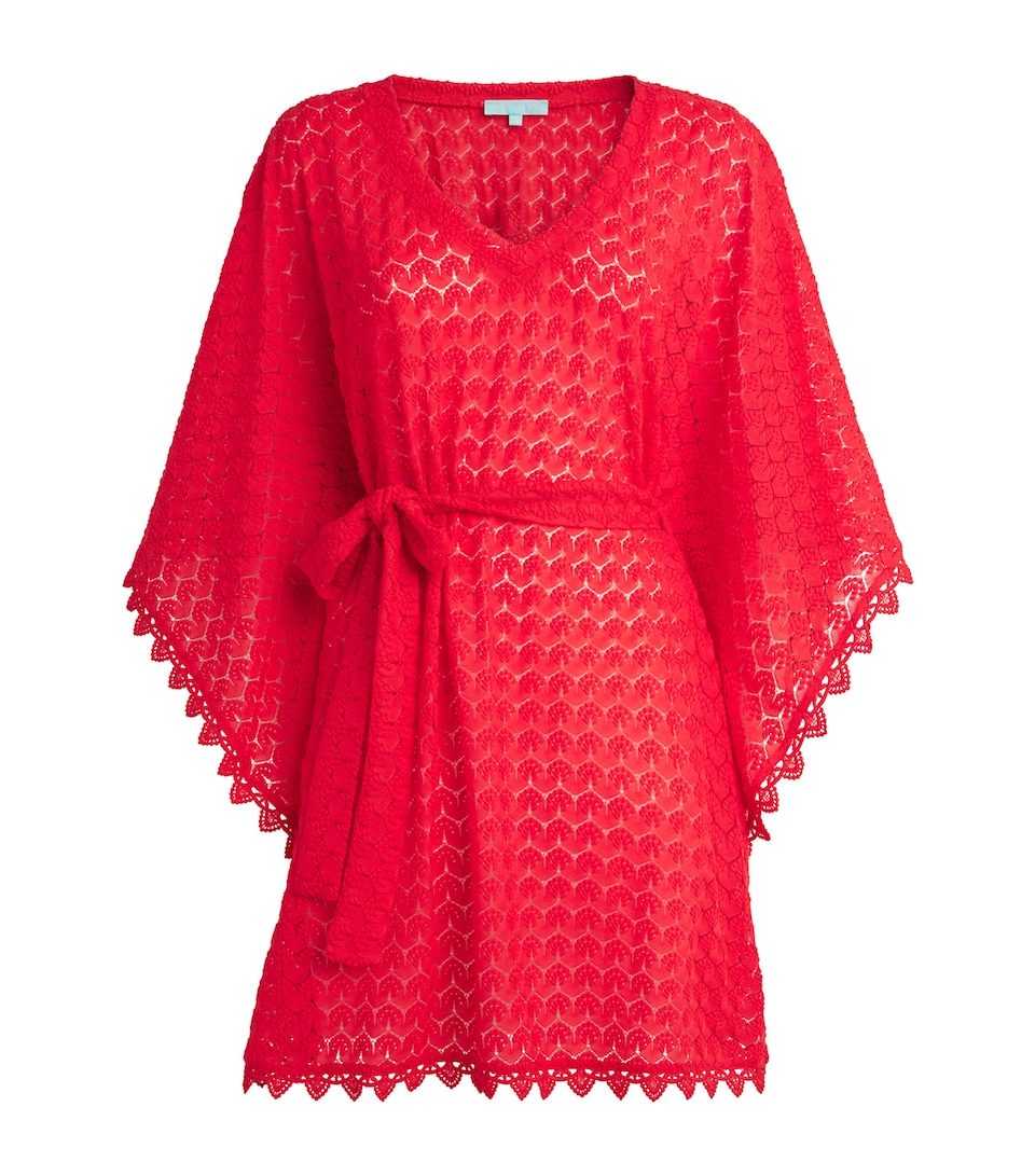 Melissa Odabash Womens Crochet Tie-Waist Petra Kaftan Red