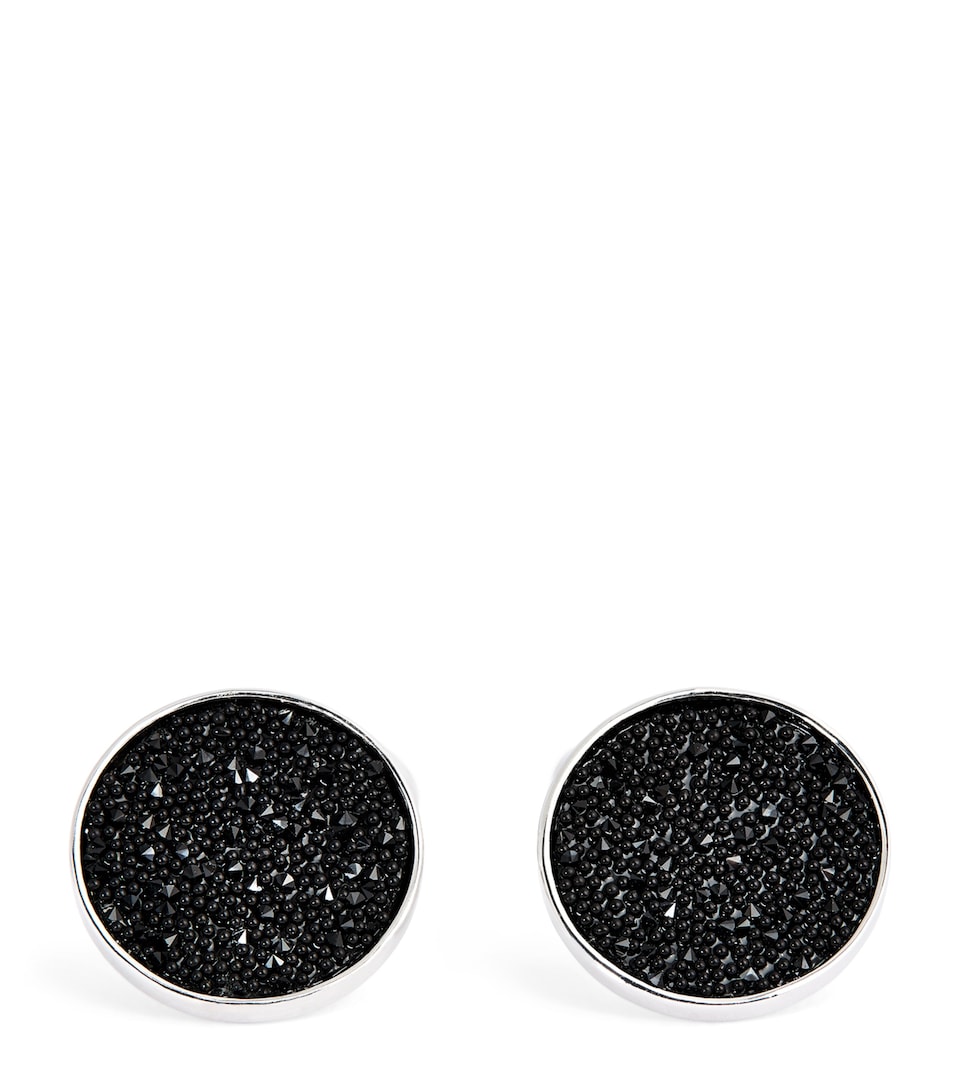 Rhodium-Plated Moondust Round Cufflinks