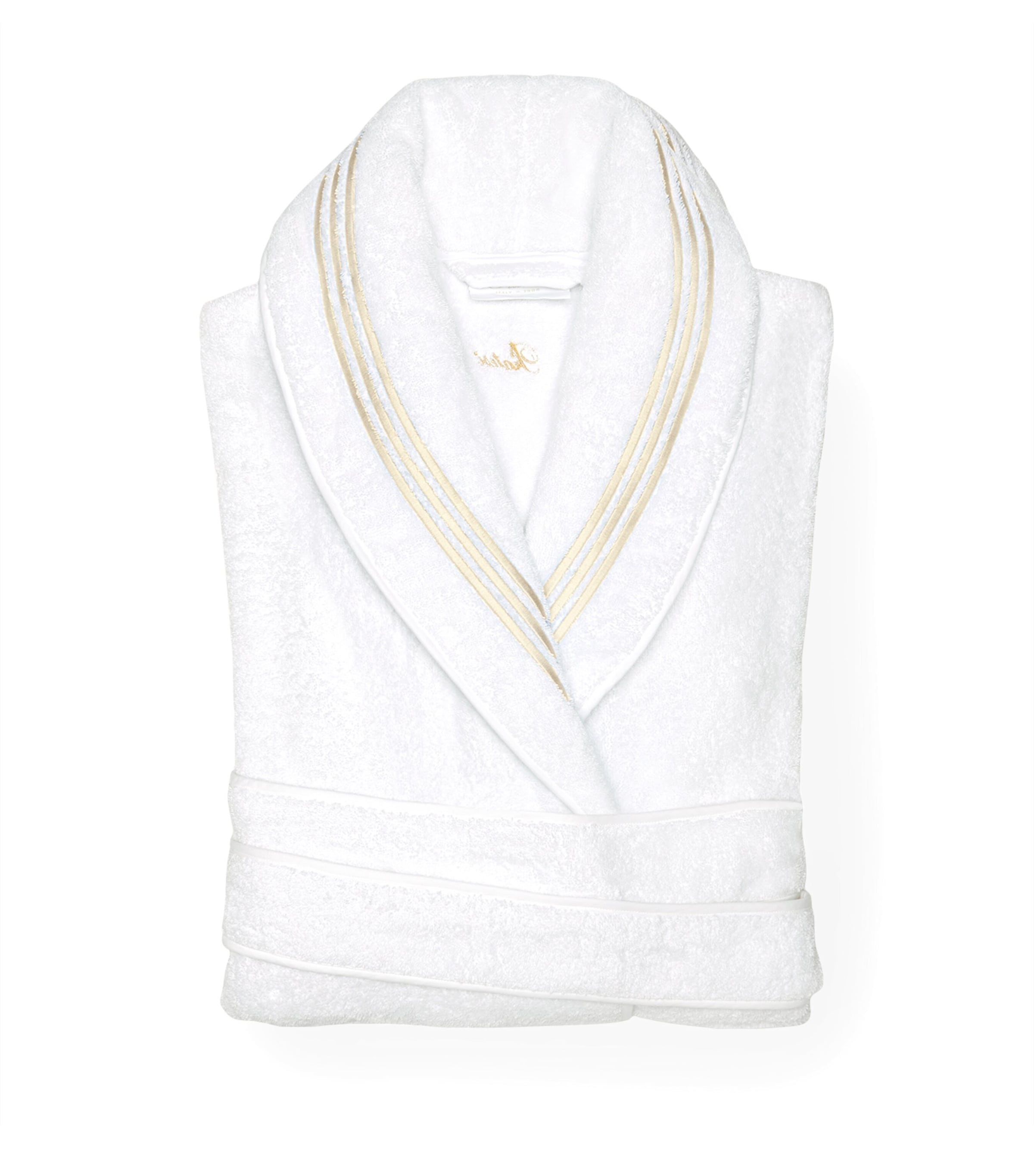 Pratesi Cotton Tre Righ Robe (Large) White/beige