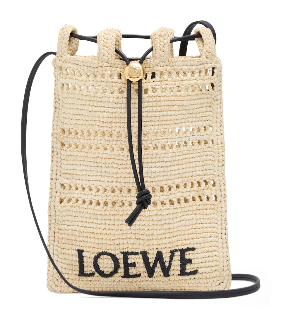 LOEWE x Paula's Ibiza Raffia Drawstring Pocket Bag Natural/black