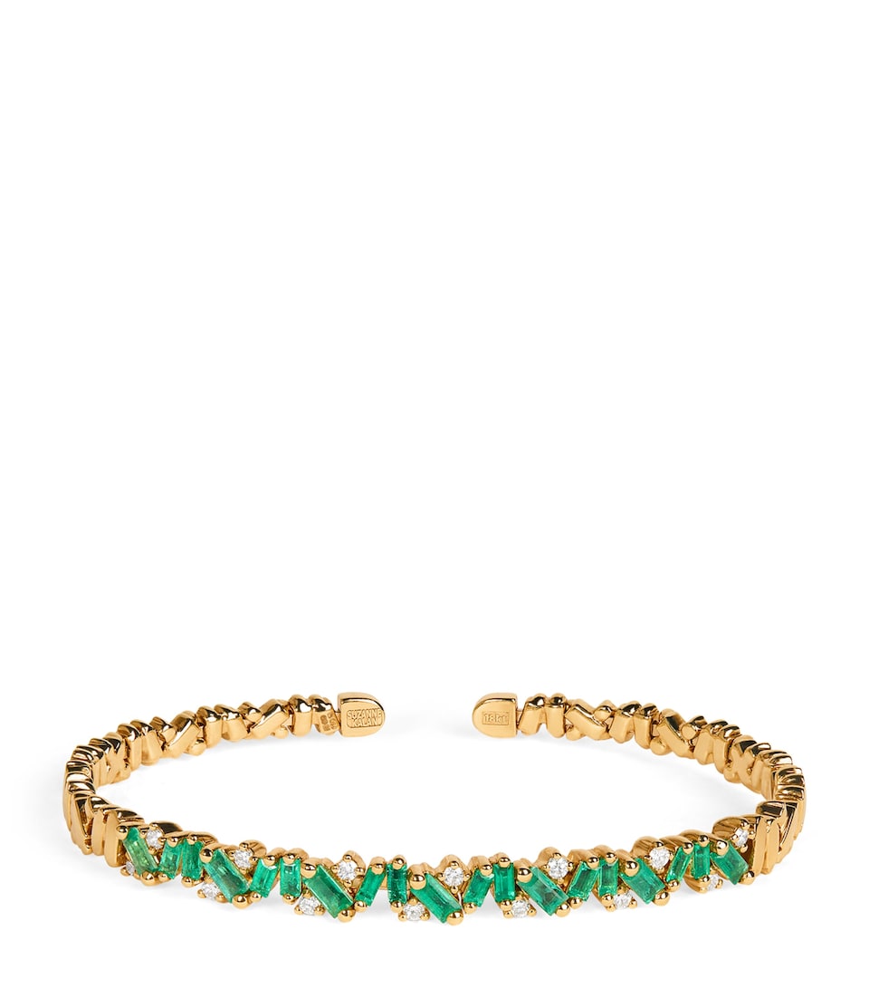 Yellow Gold, Diamond and Emerald Frenzy Reborn Bangle