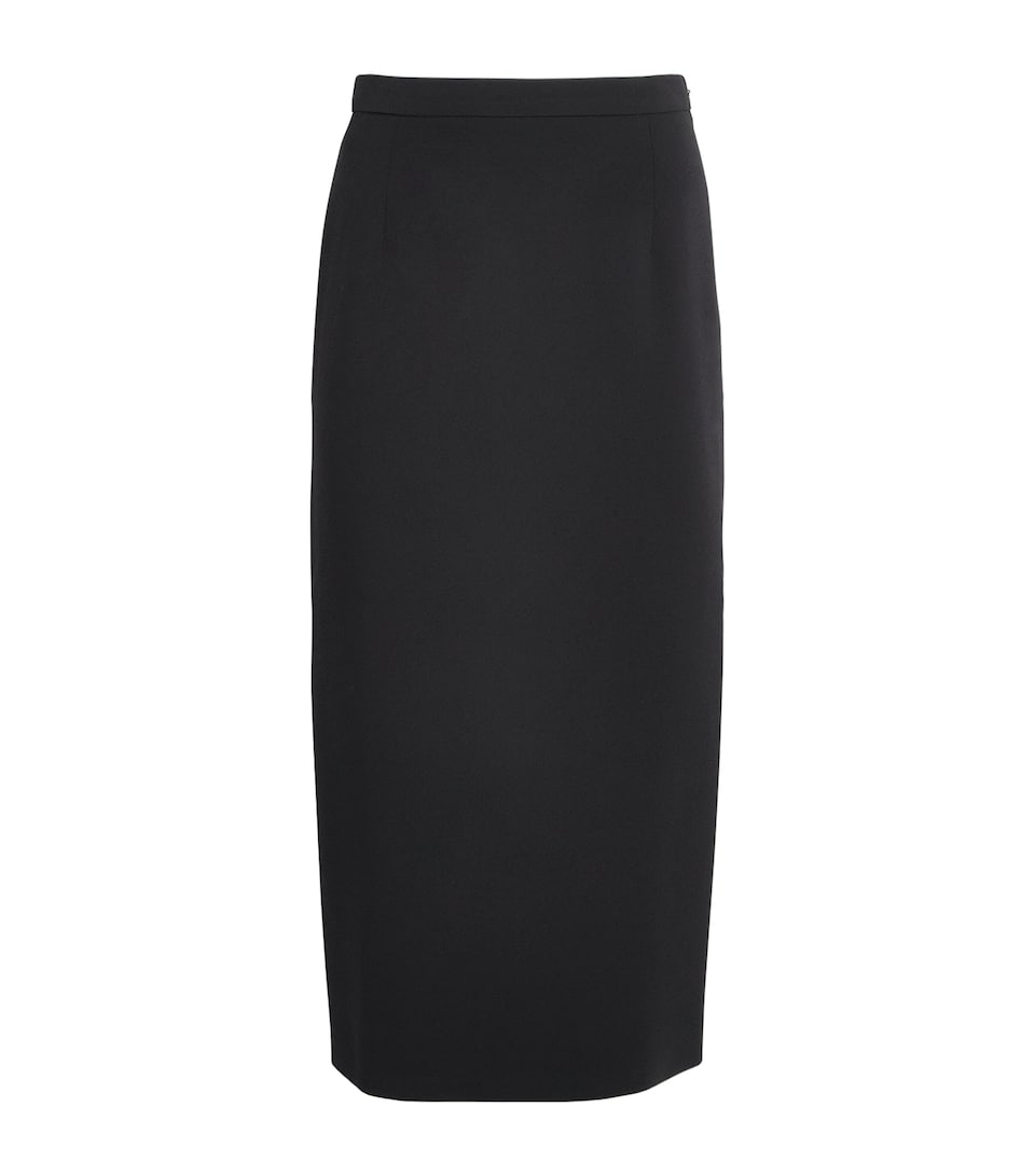 Alessandra Rich Womens Virgin Wool-Blend Midi Pencil Skirt Black