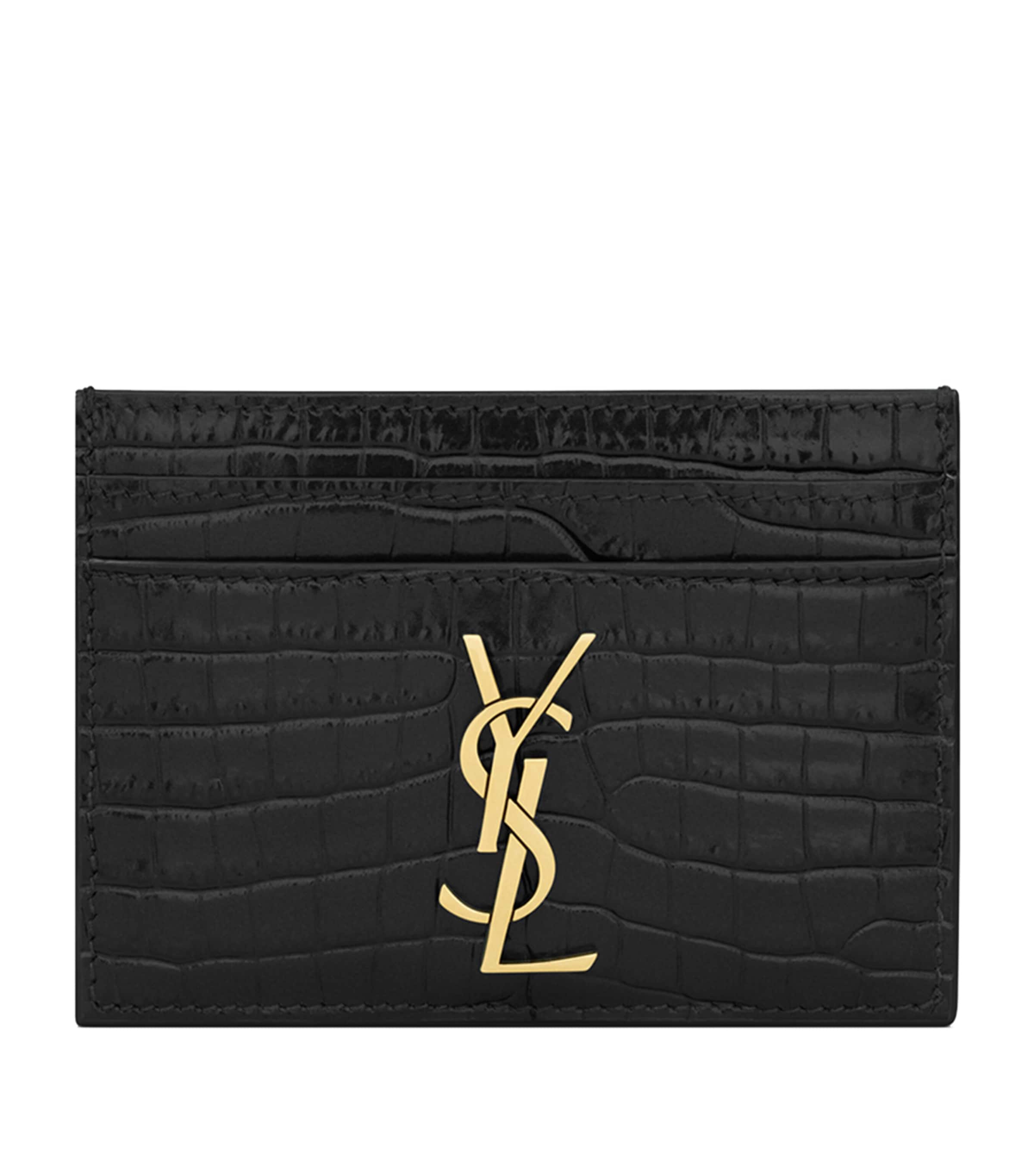 Saint Laurent Monogram Crocodile Effect Wallet | Harrods US