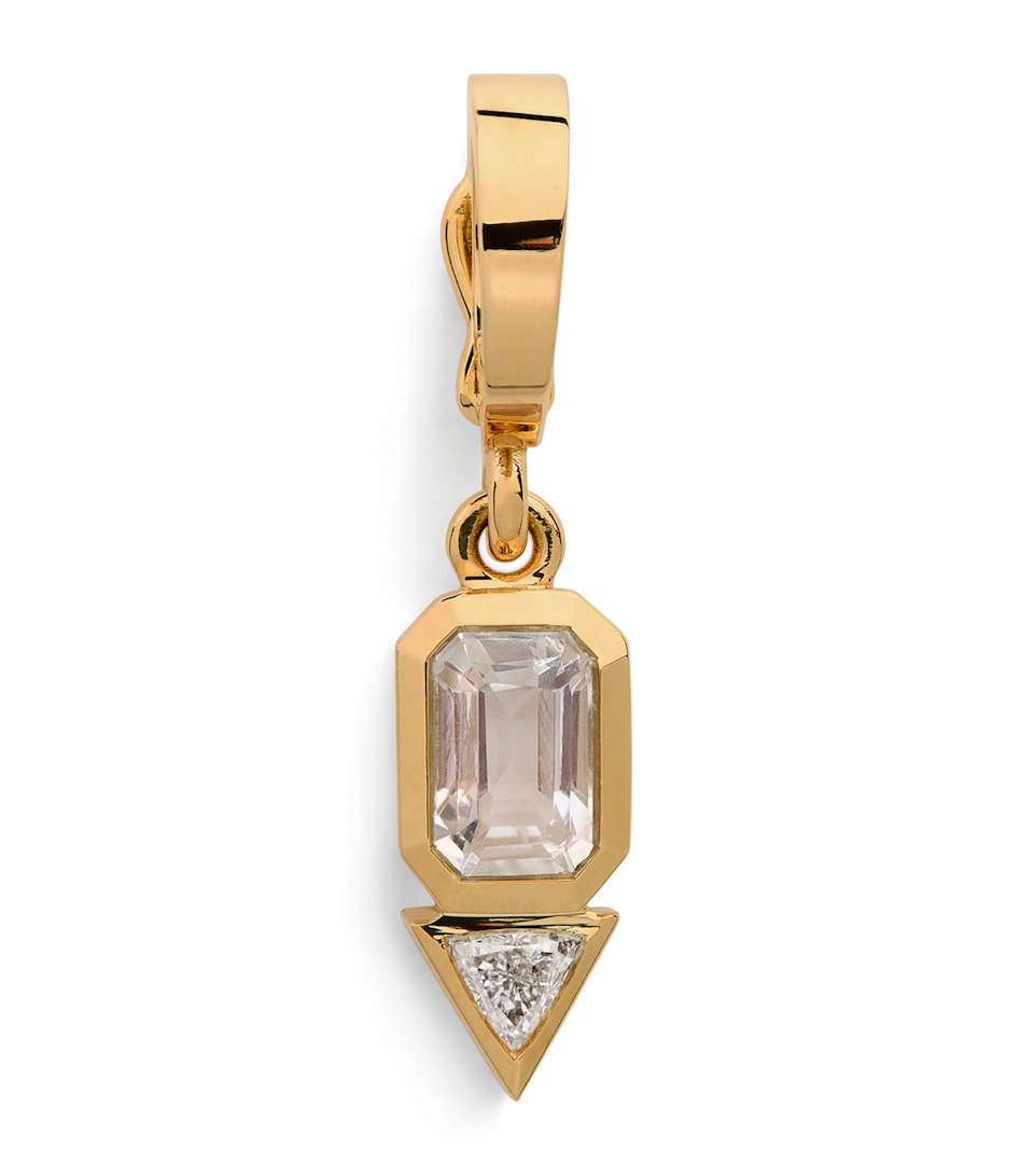 Azlee Yellow Gold, Moonstone and Diamond June Charm Yellow Gold