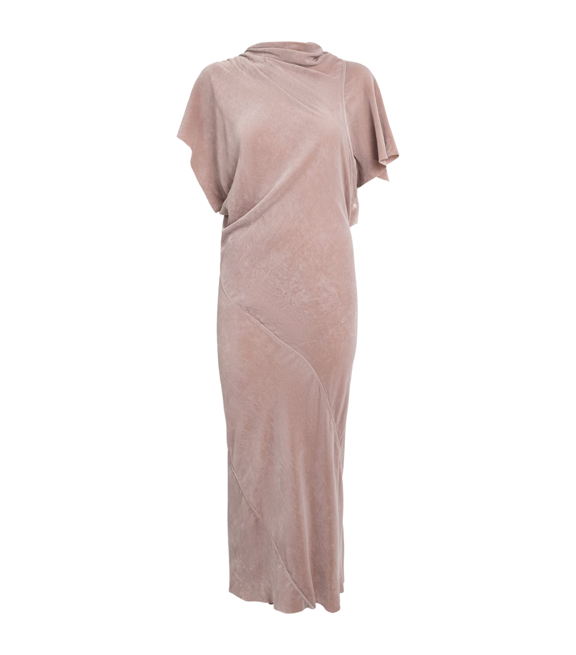 Rick Owens Womens Velvet Abito Maxi Dress Rose