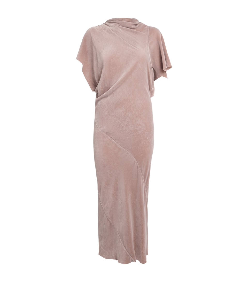 Rick Owens Womens Velvet Abito Maxi Dress Rose