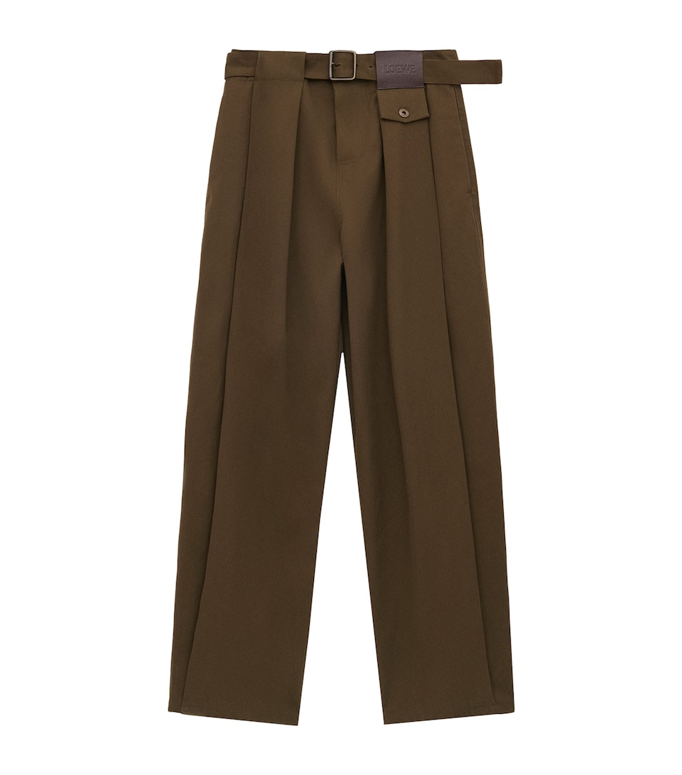 Cotton-Silk Pleated Trousers