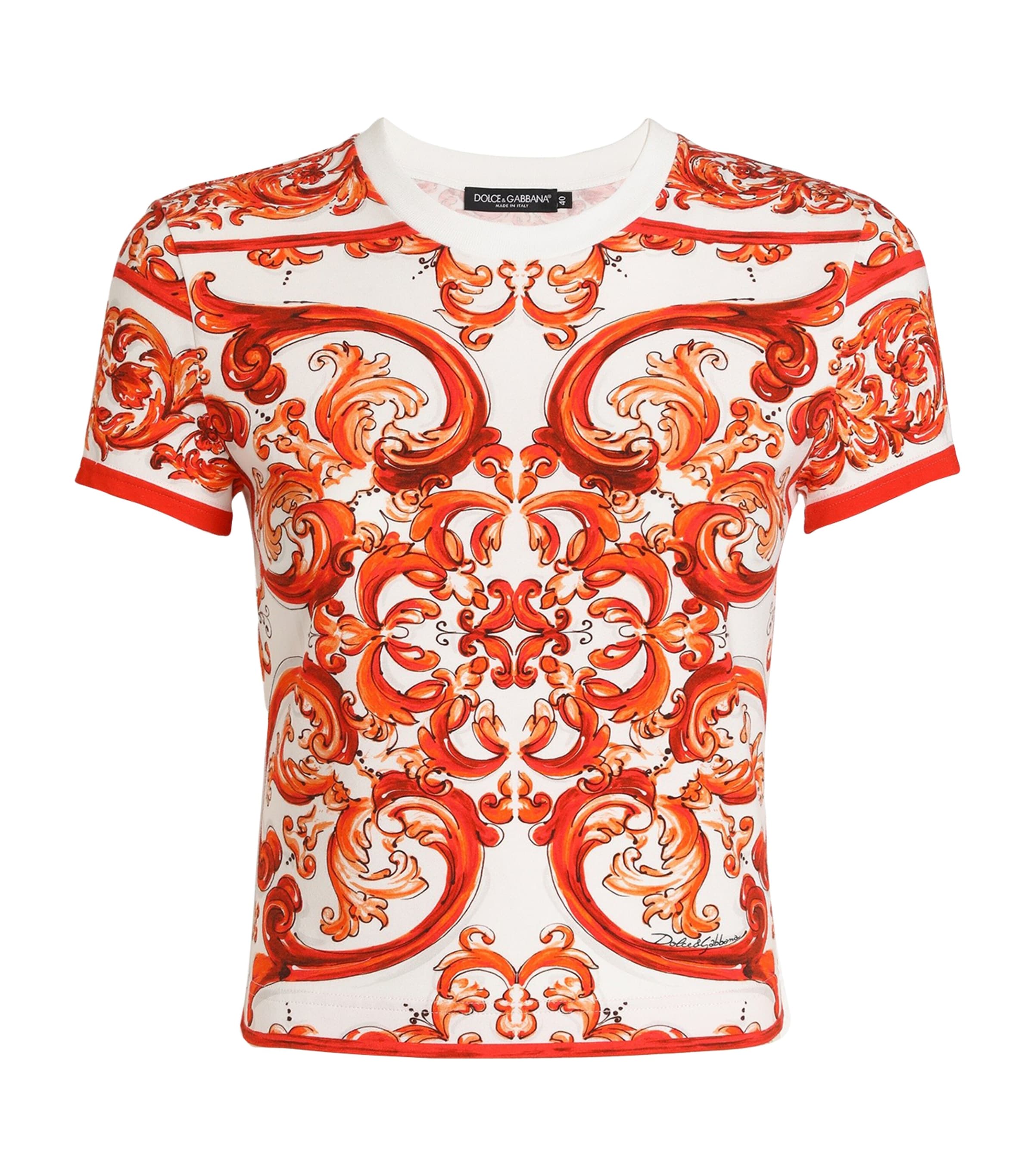 Dolce&Gabbana Womens Stretch-Cotton Printed T-Shirt Combined Colou