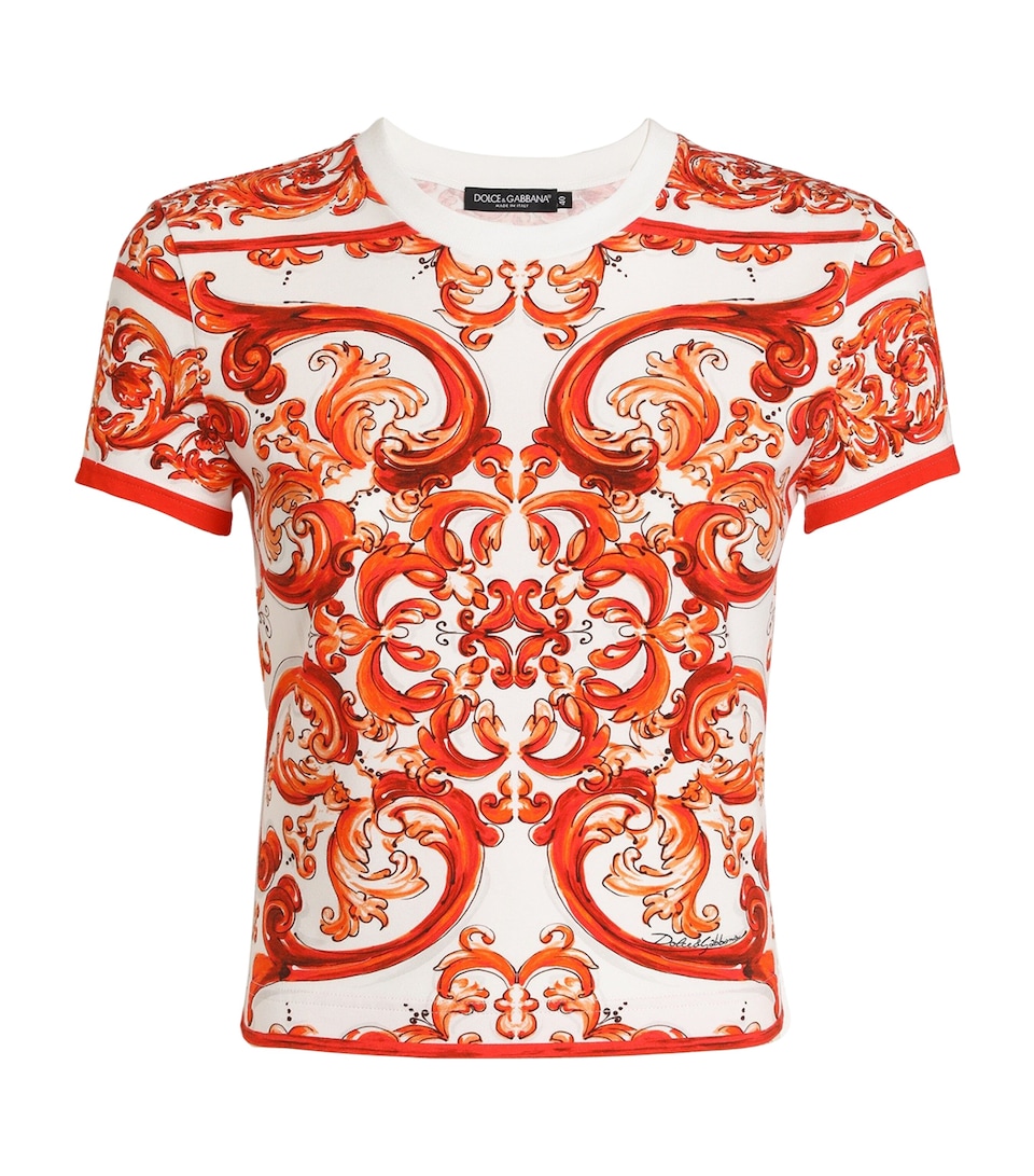 Dolce&Gabbana Womens Stretch-Cotton Majolica Print T-Shirt Combined Colou