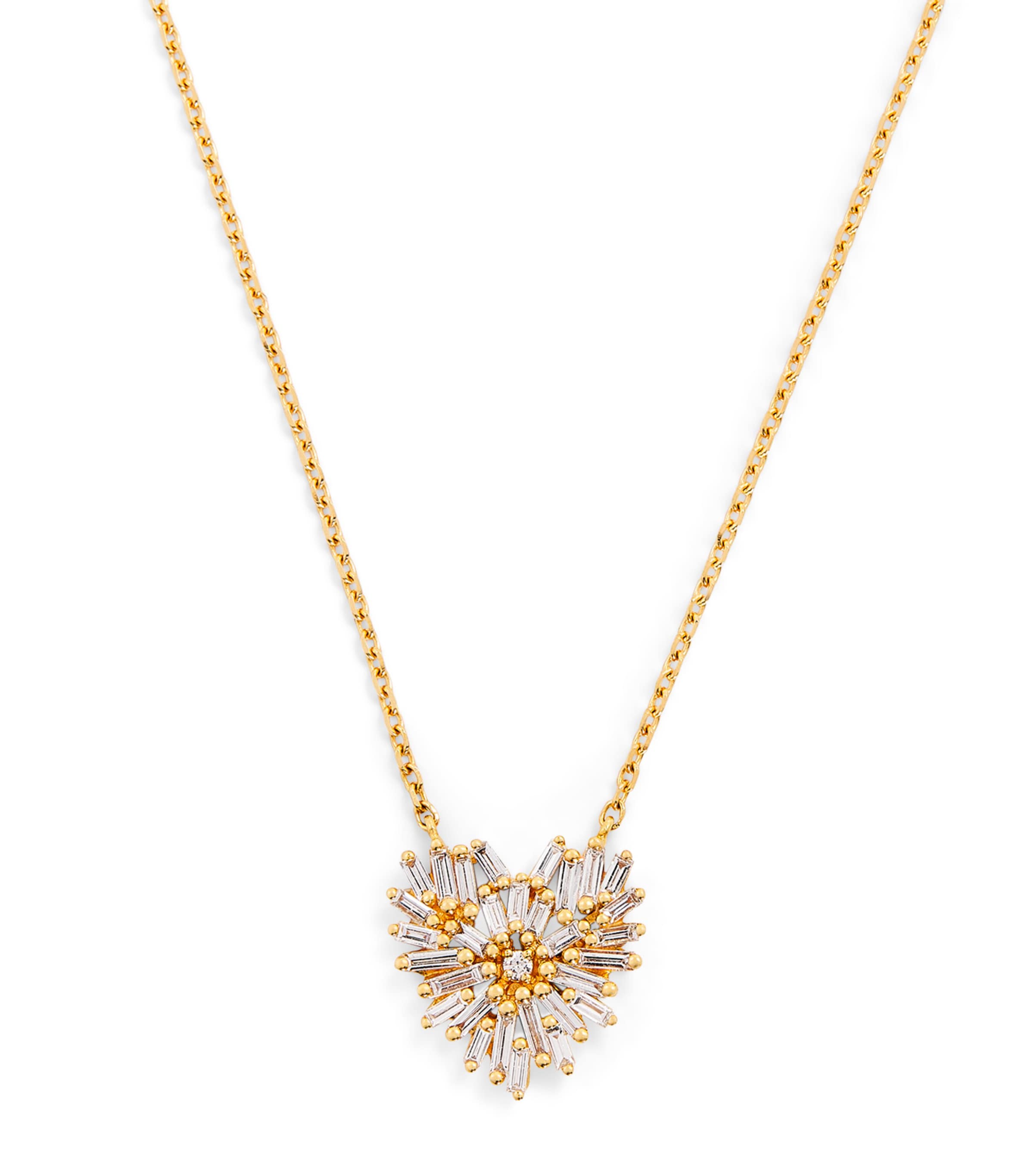 Suzanne Kalan Yellow Gold and Diamond Small Heart Pendant Necklace Yg/wd