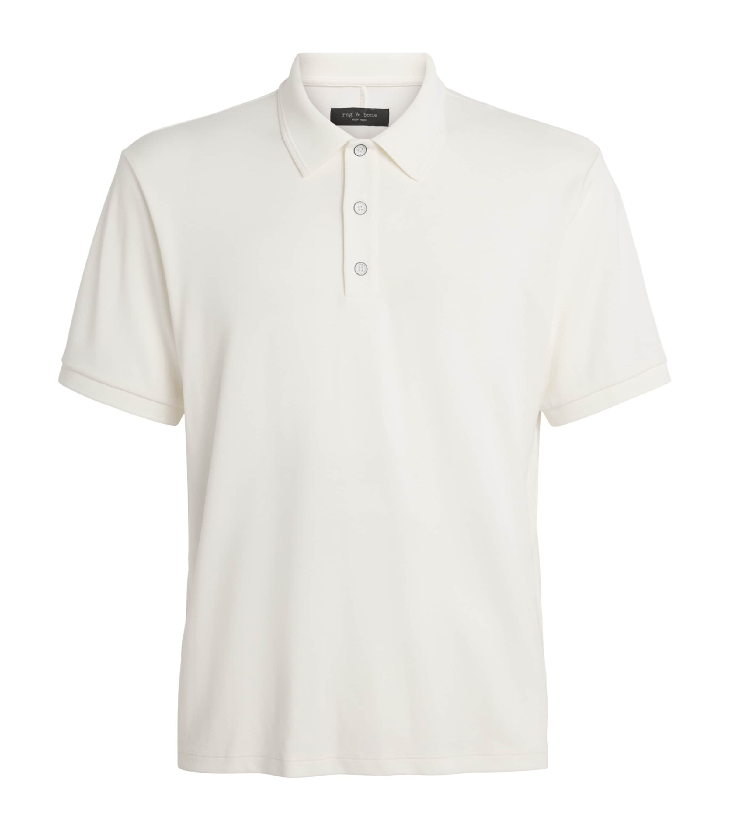 Rag & Bone Mens Technical Piqué Polo Shirt Chalk
