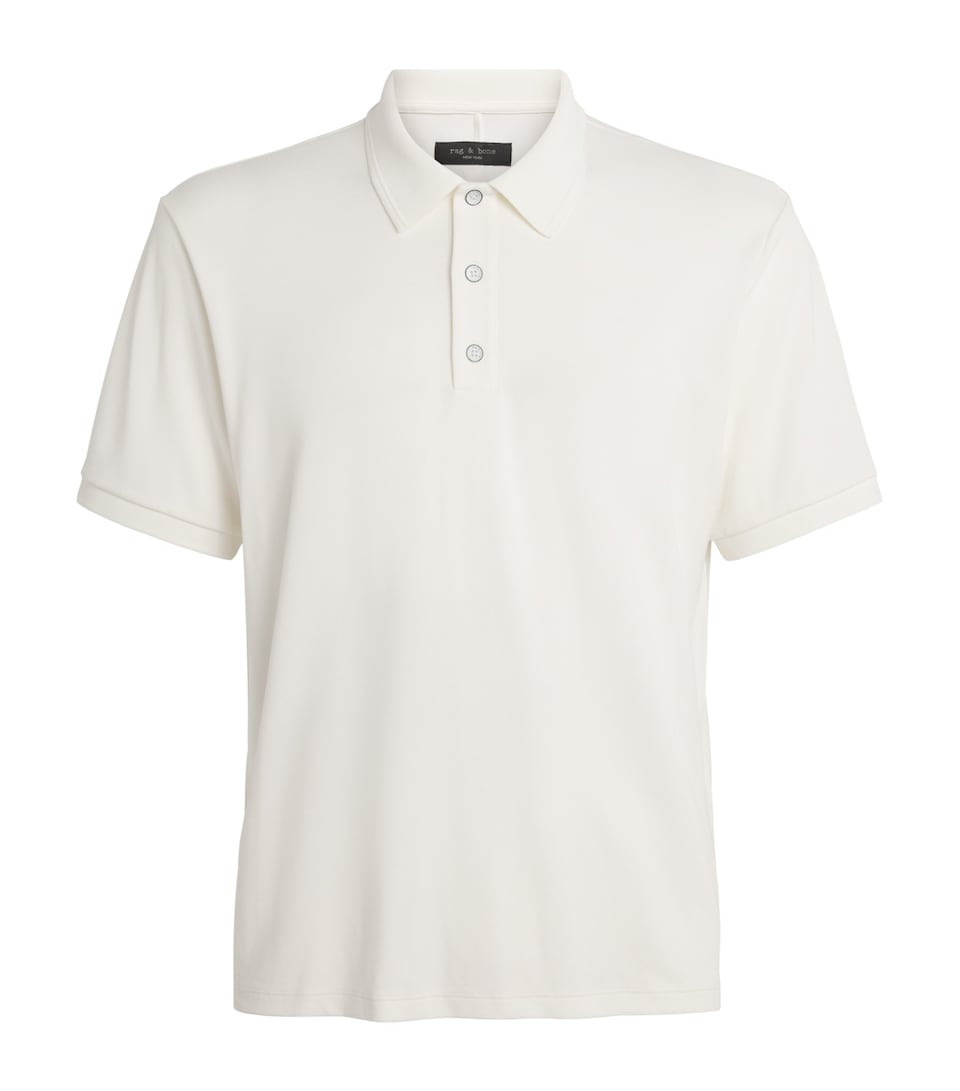 Rag & Bone Mens Technical Piqué Polo Shirt Chalk