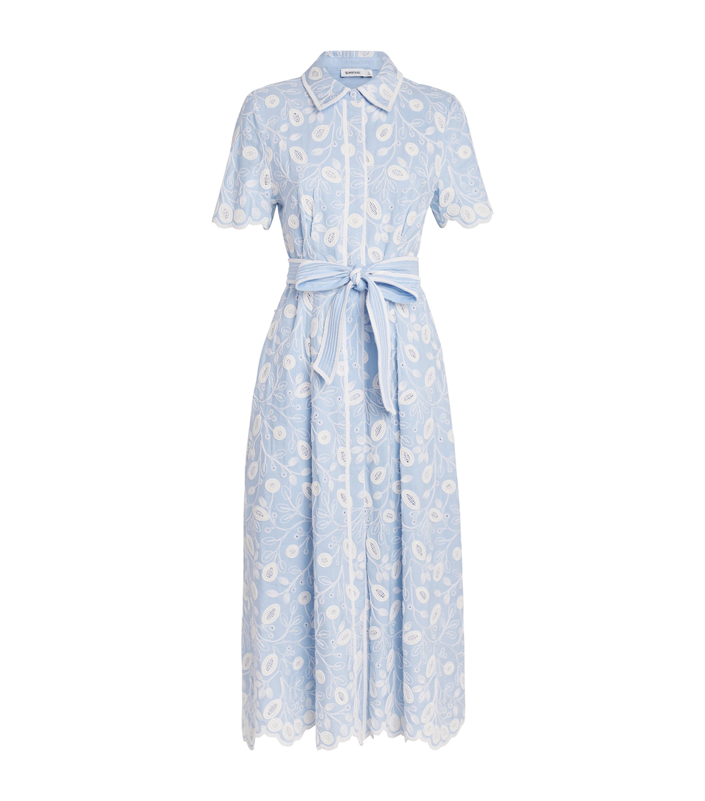 Simkhai Womens Linen-Blend Audria Midi Dress Tidepool Multi