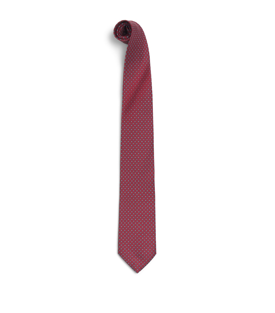 E. Marinella Silk Printed Tie Red
