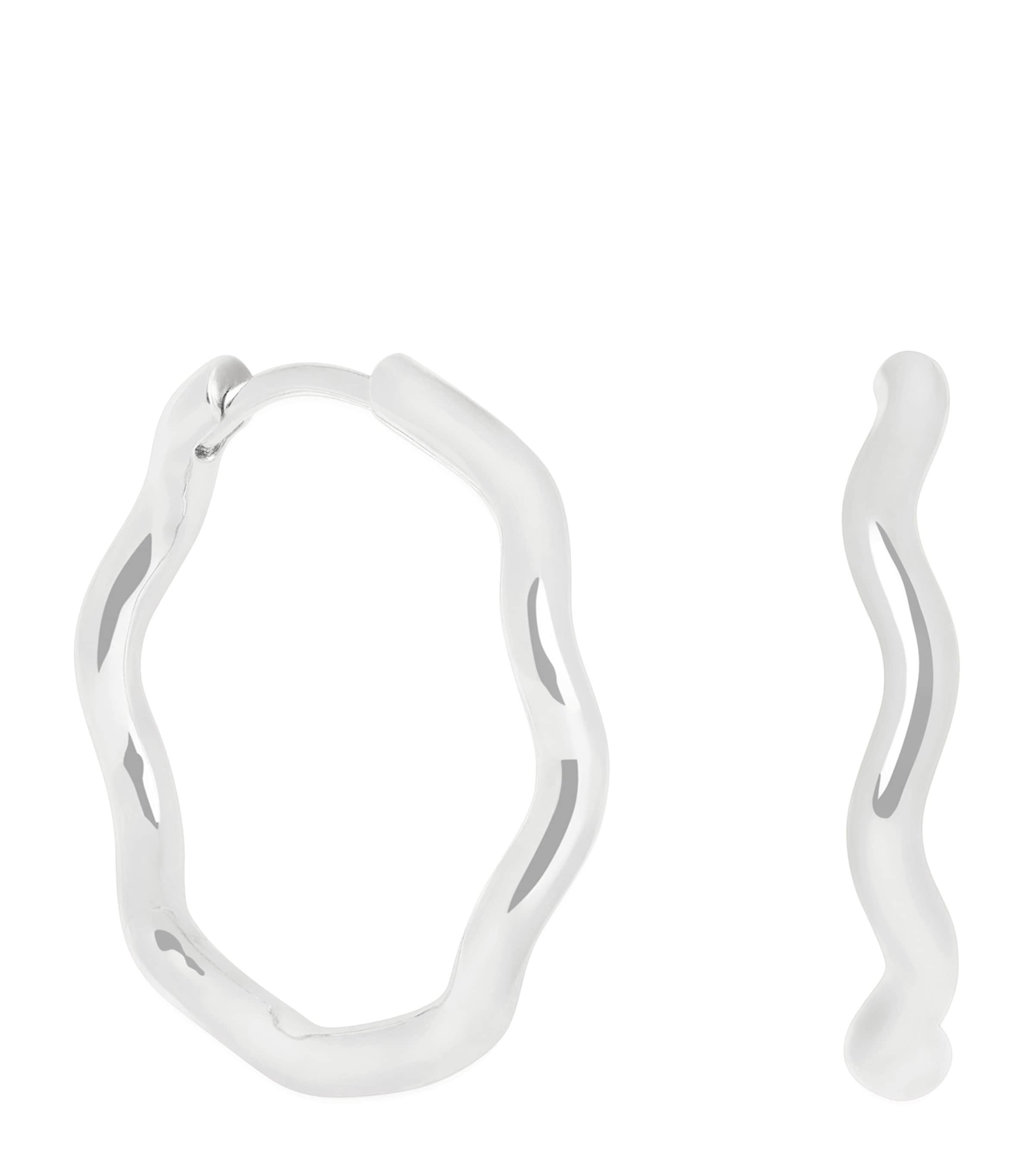 Astrid & Miyu Rhodium-Plated Sterling Silver Ripple Hoop Earrings Silver