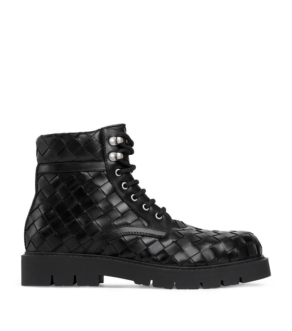 Leather All-Over Intrecciato Ankle Boots