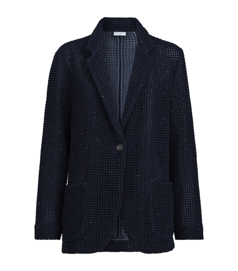 Cotton-Blend Net Blazer