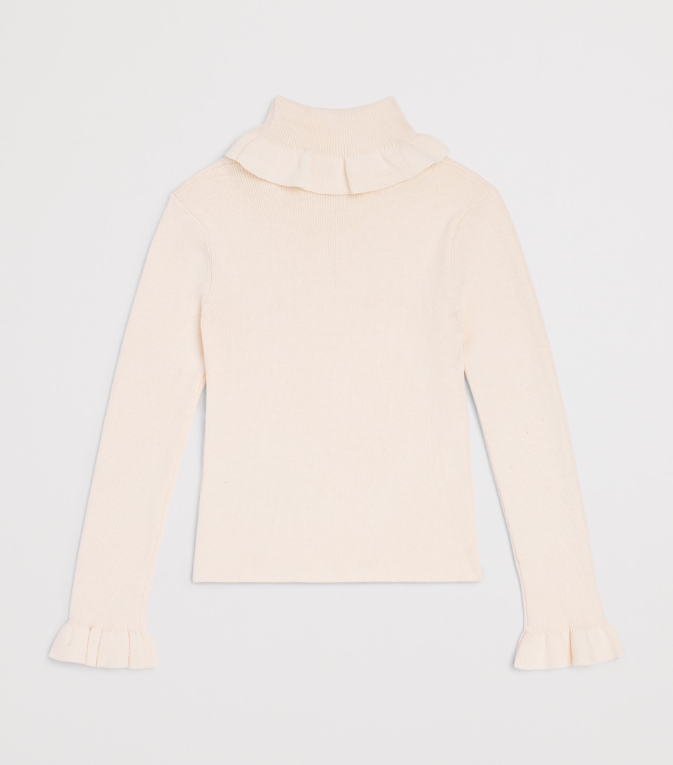 Chloé Kids Cotton-Wool Ruffle-Neck Sweater (4-14 Years) Ivory