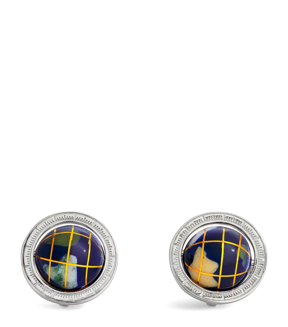 Sterling Silver and Lapis Lazuli Globe Cufflinks