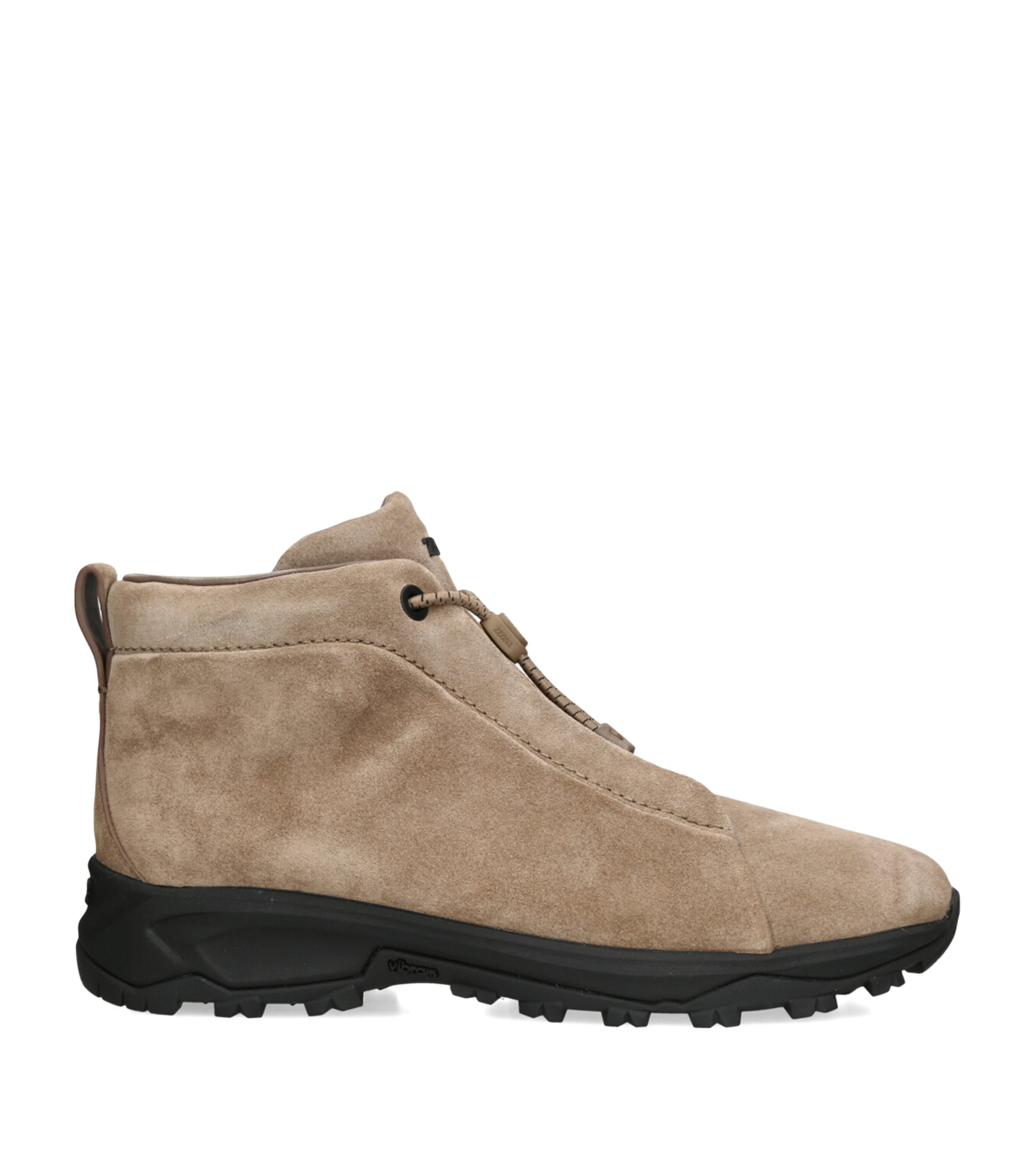 Zegna Suede Triple Stitch High-Top Sneakers Beige