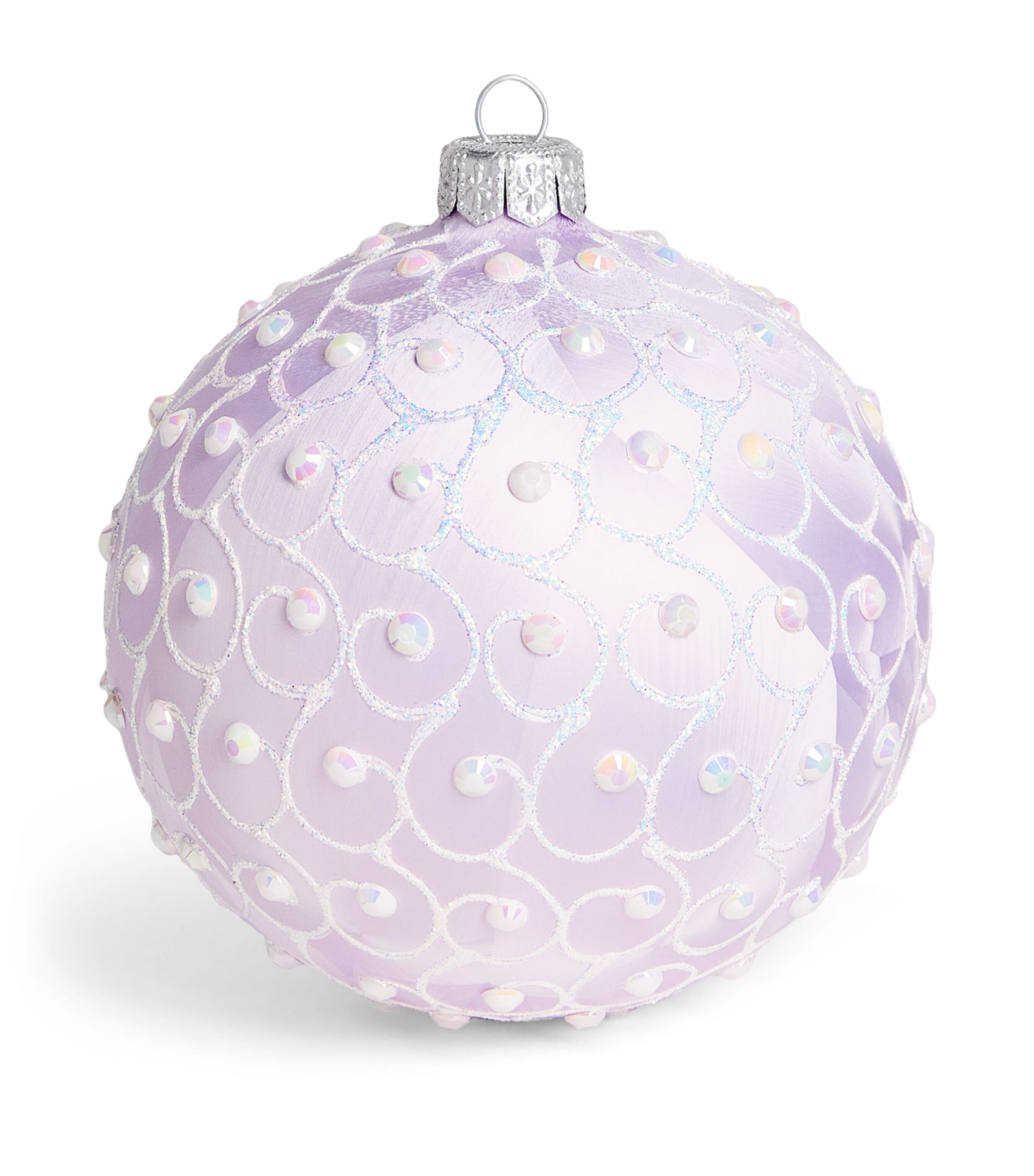 Harrods Faux Pearl and Glitter Swirl Bauble Lvendr Frst Effct