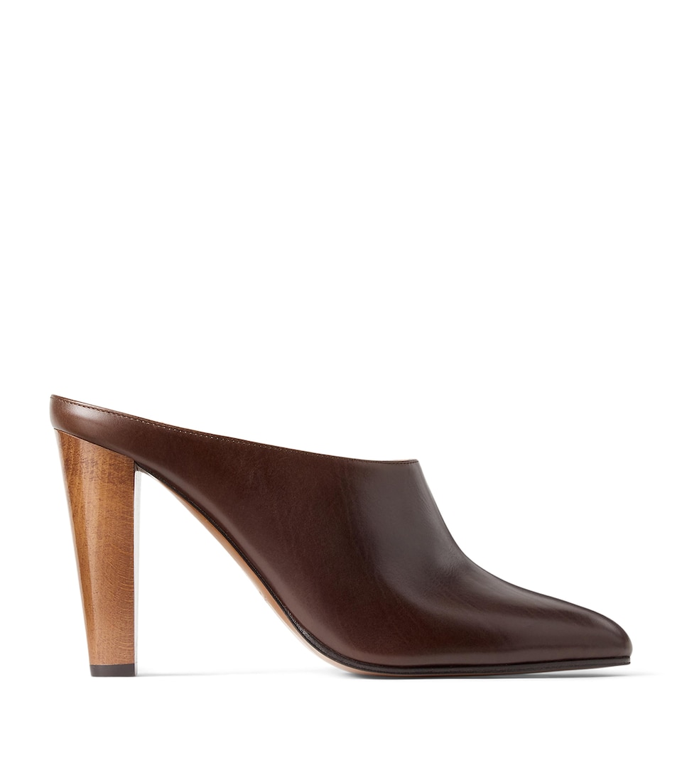 Ralph Lauren Collection Leather Ashtyn Mules 95 Luggage Brown