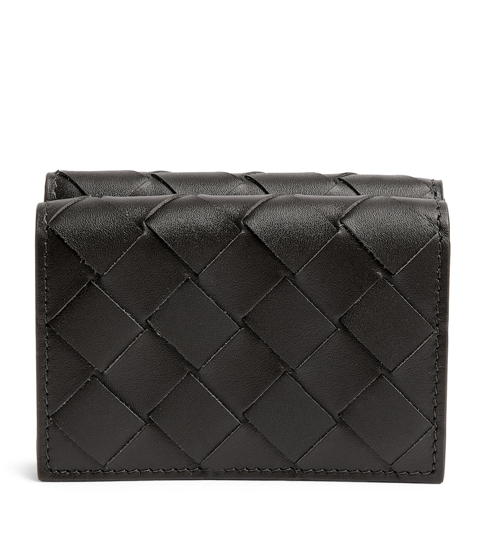 Leather Intrecciato Trifold Wallet