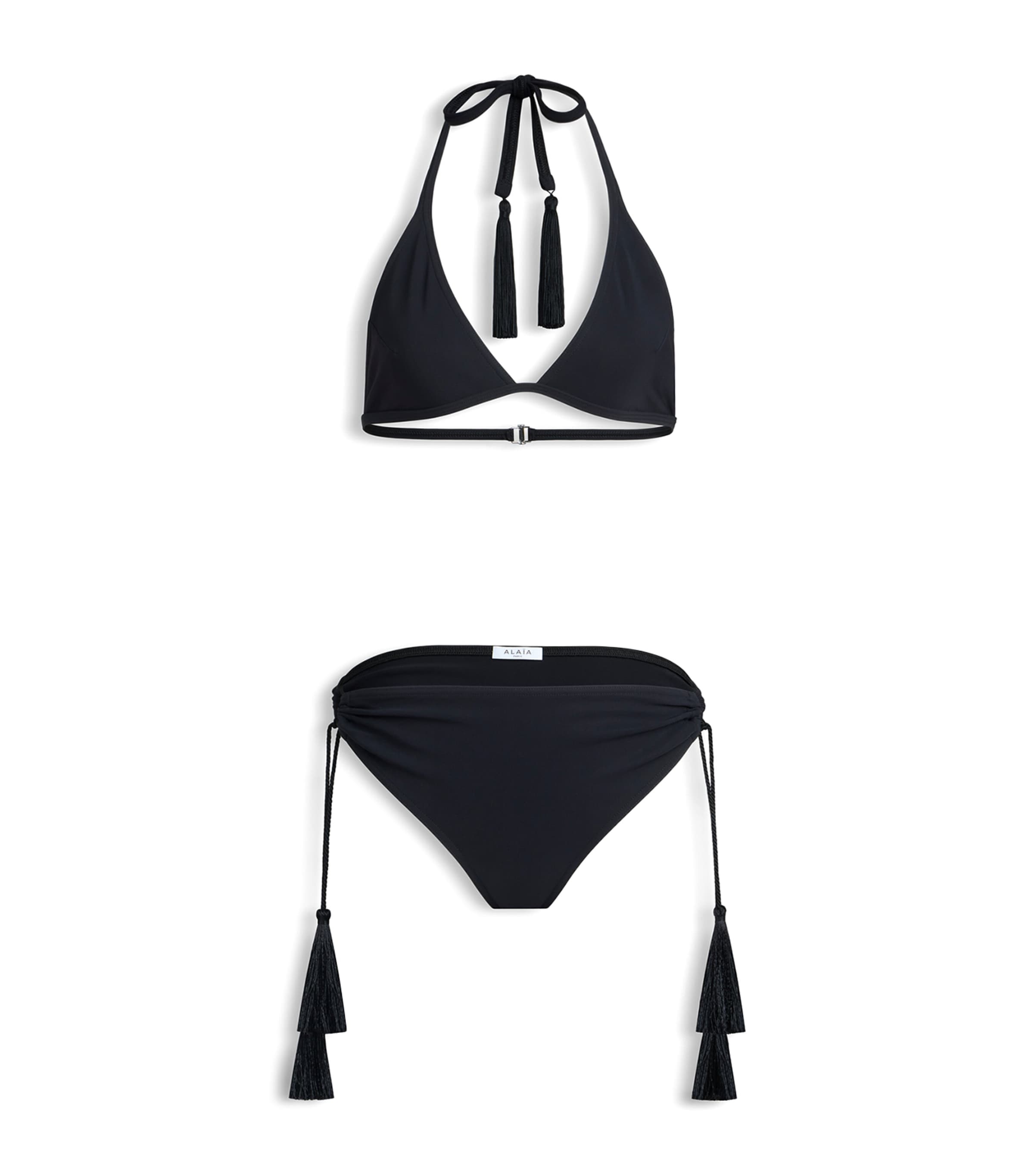 Alaïa Womens Tassel-Tie Triangle Bikini Black