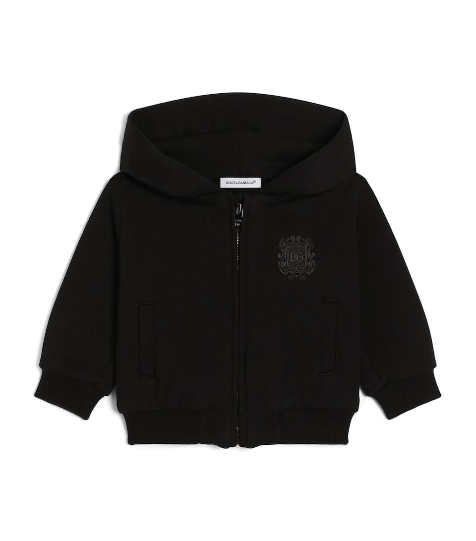 Dolce&Gabbana Kids Cotton Logo Zip-Up Hoodie (3-30 Months) Black