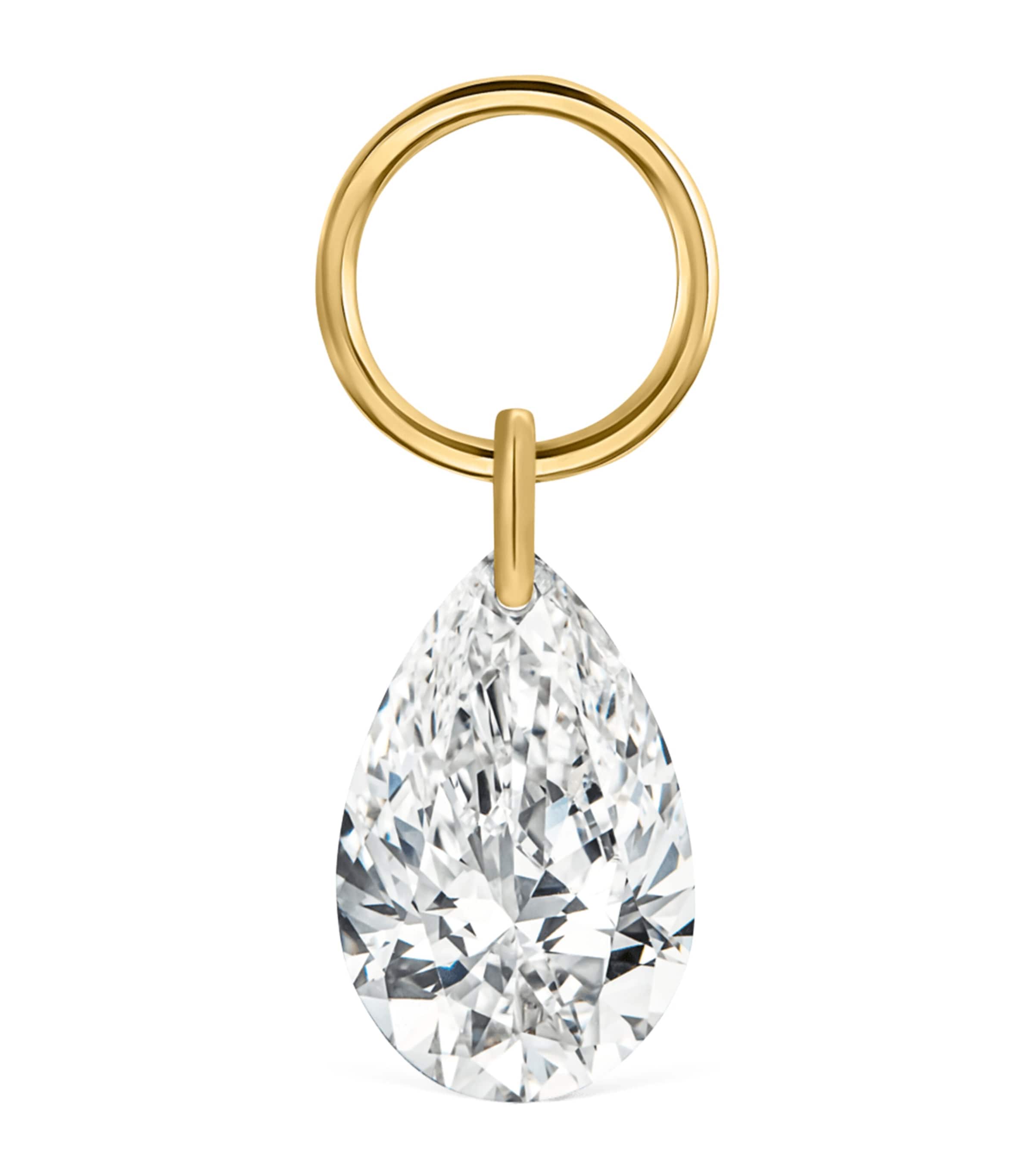 Maria Tash Pear Floating Diamond Charm (5mm) Yellow Gold