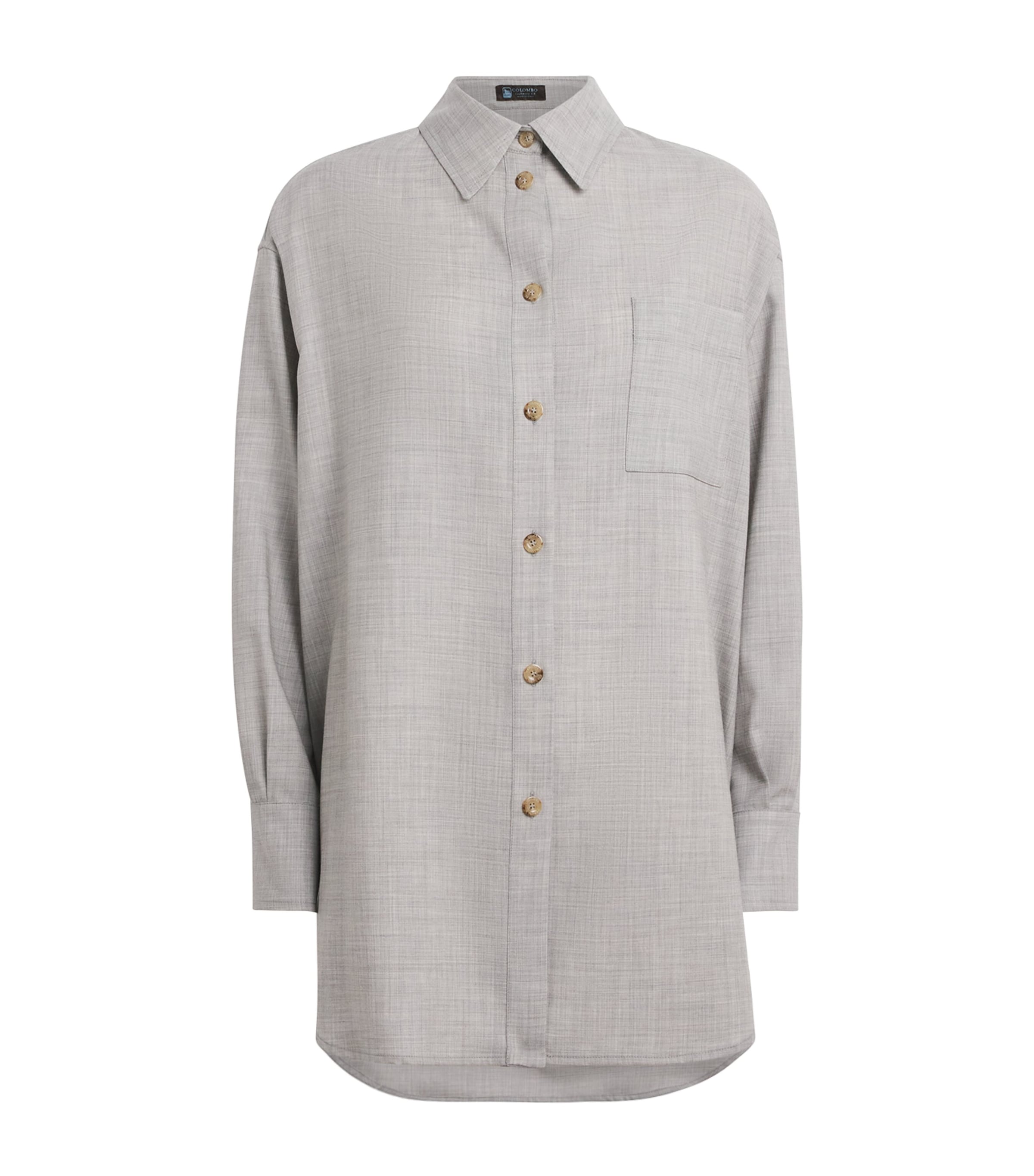 Colombo Womens Cashmere Button-Up Shirt Grey