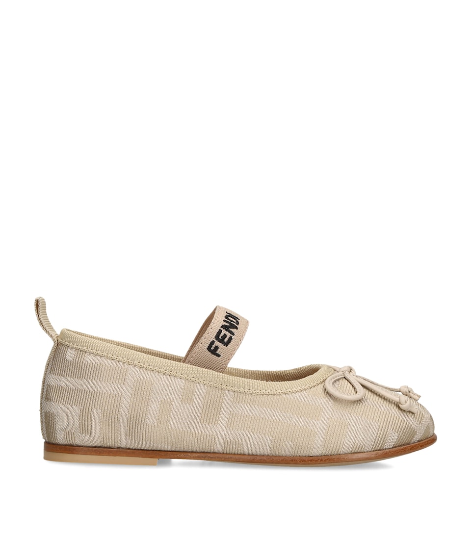 Fendi Kids Monogram Mary Janes Beige