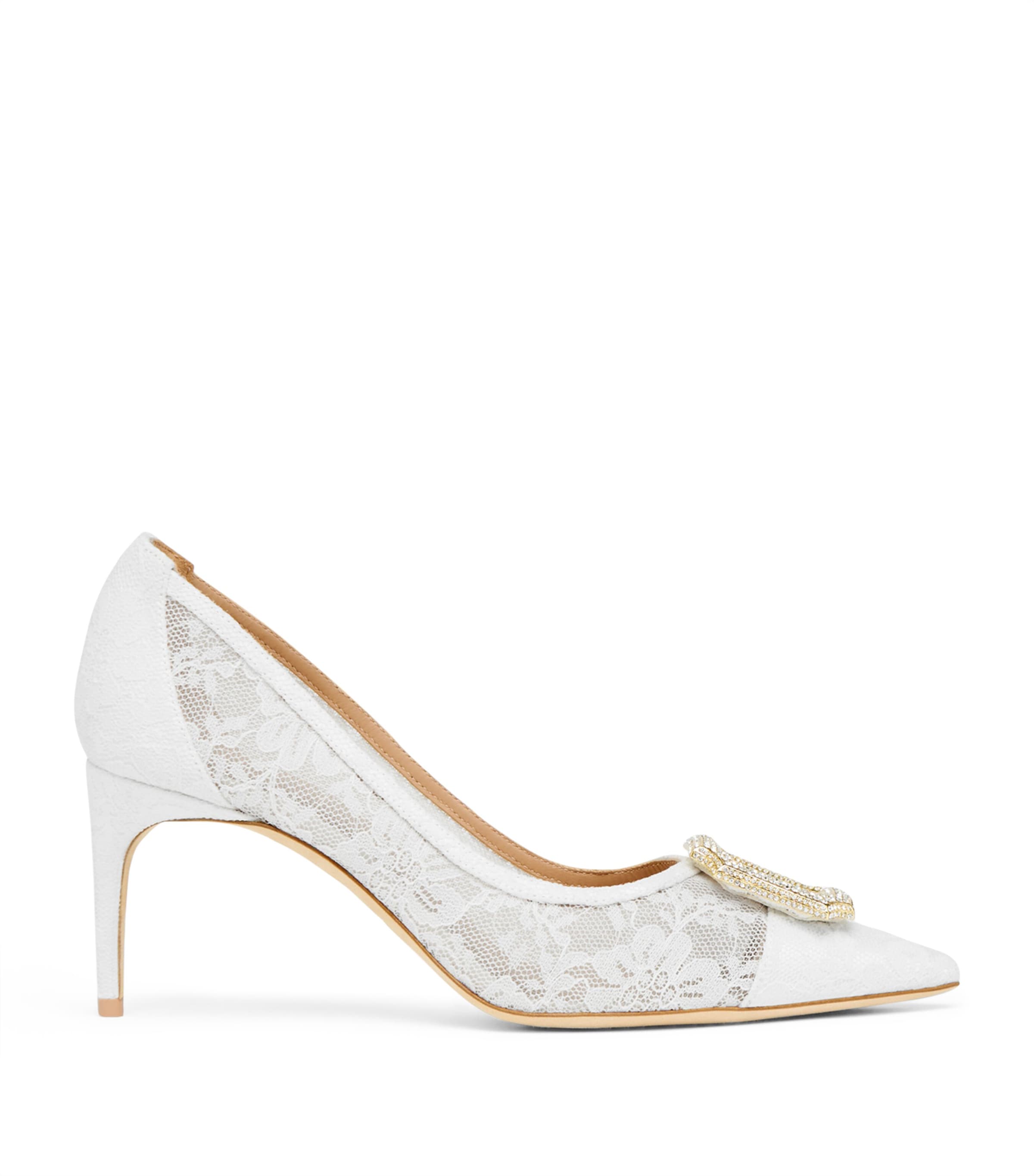 Malone Souliers Lace Monroe Pumps 70 White