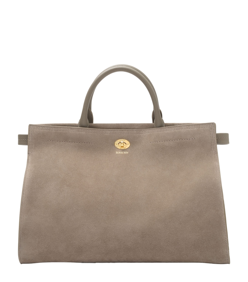 Burberry Medium Suede Cotswolds Tote Bag Taupe