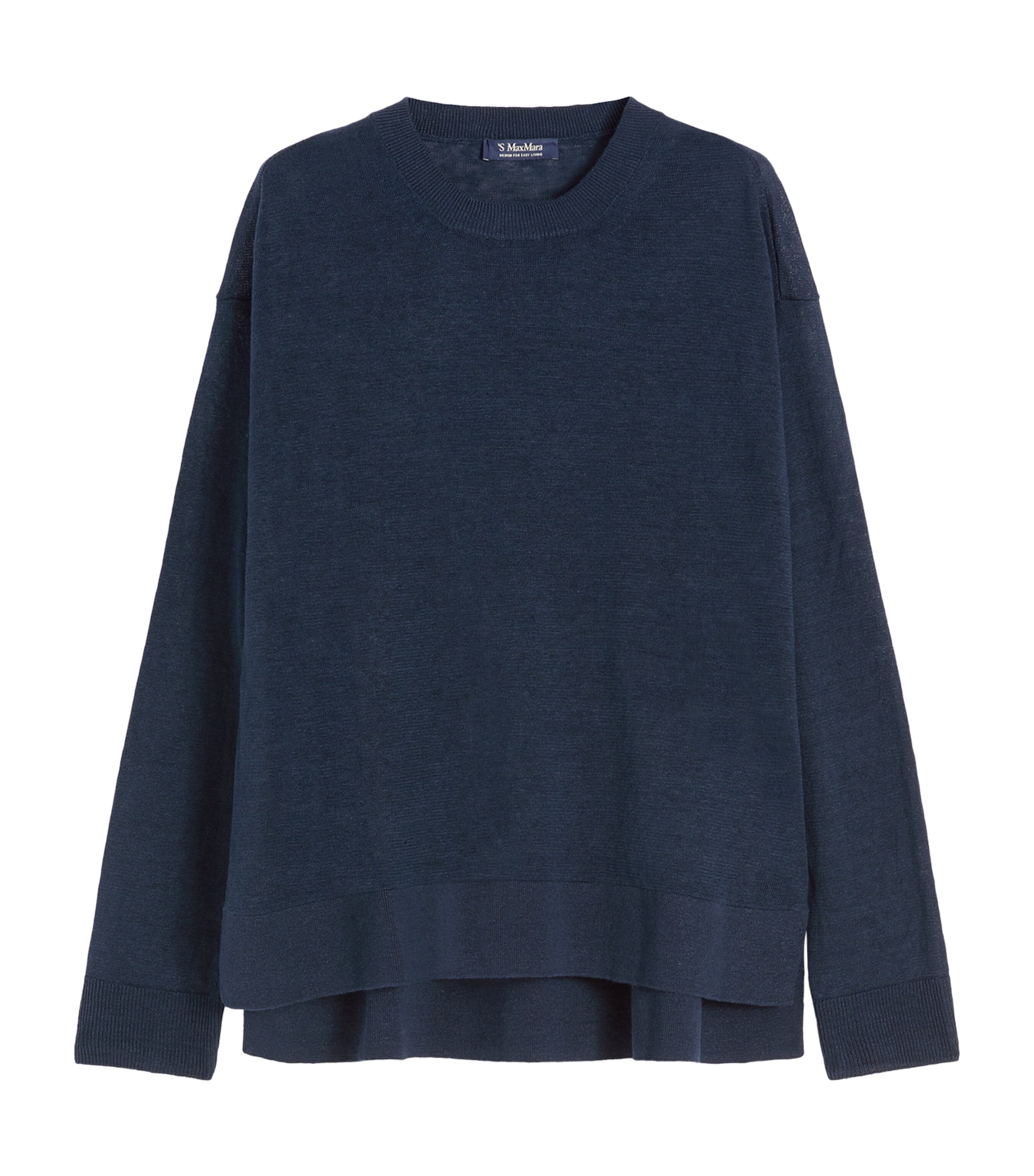 Max Mara Womens Linen Crew-Neck Sweater Navy