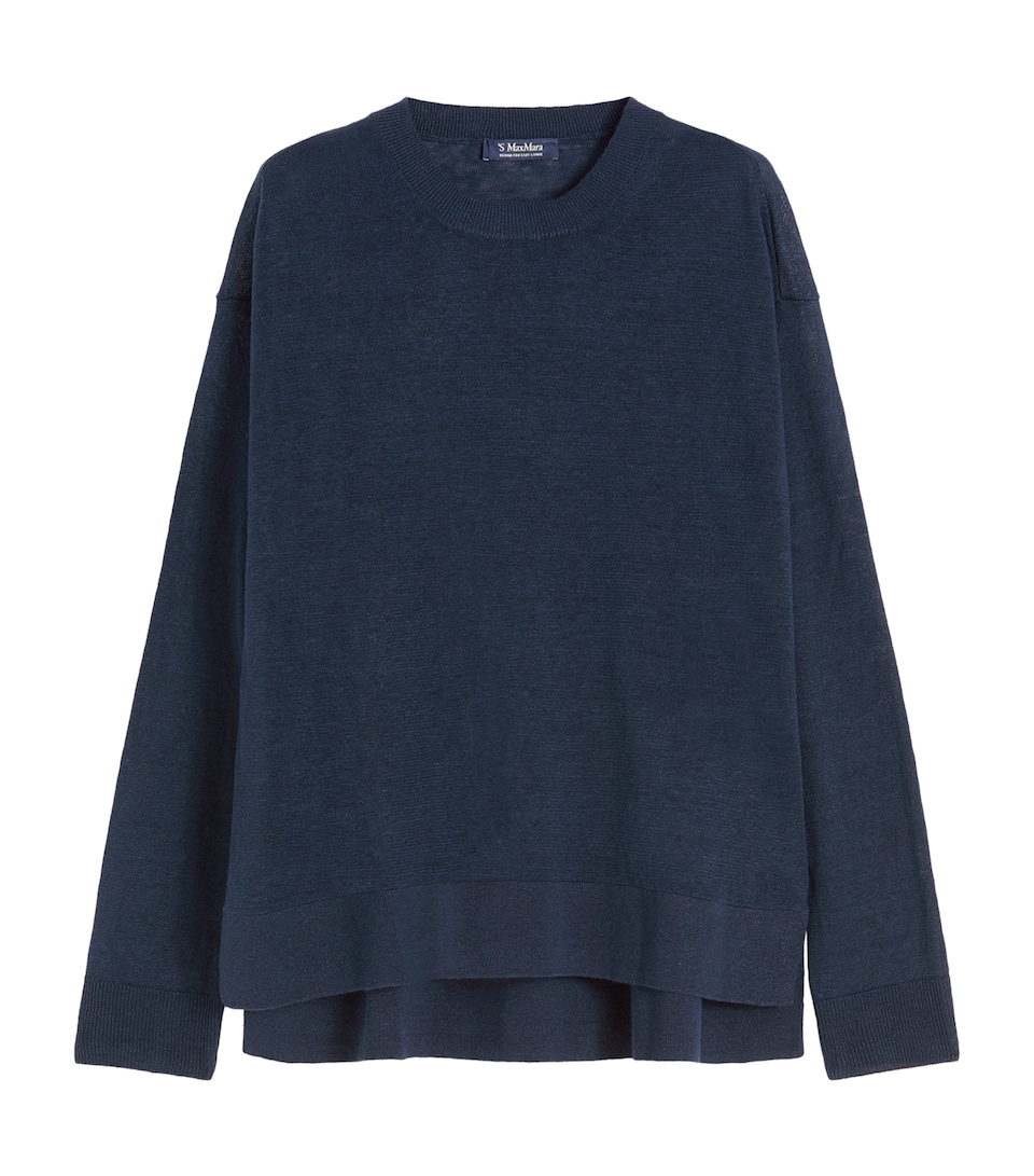 Max Mara Womens Linen Crew-Neck Sweater Navy