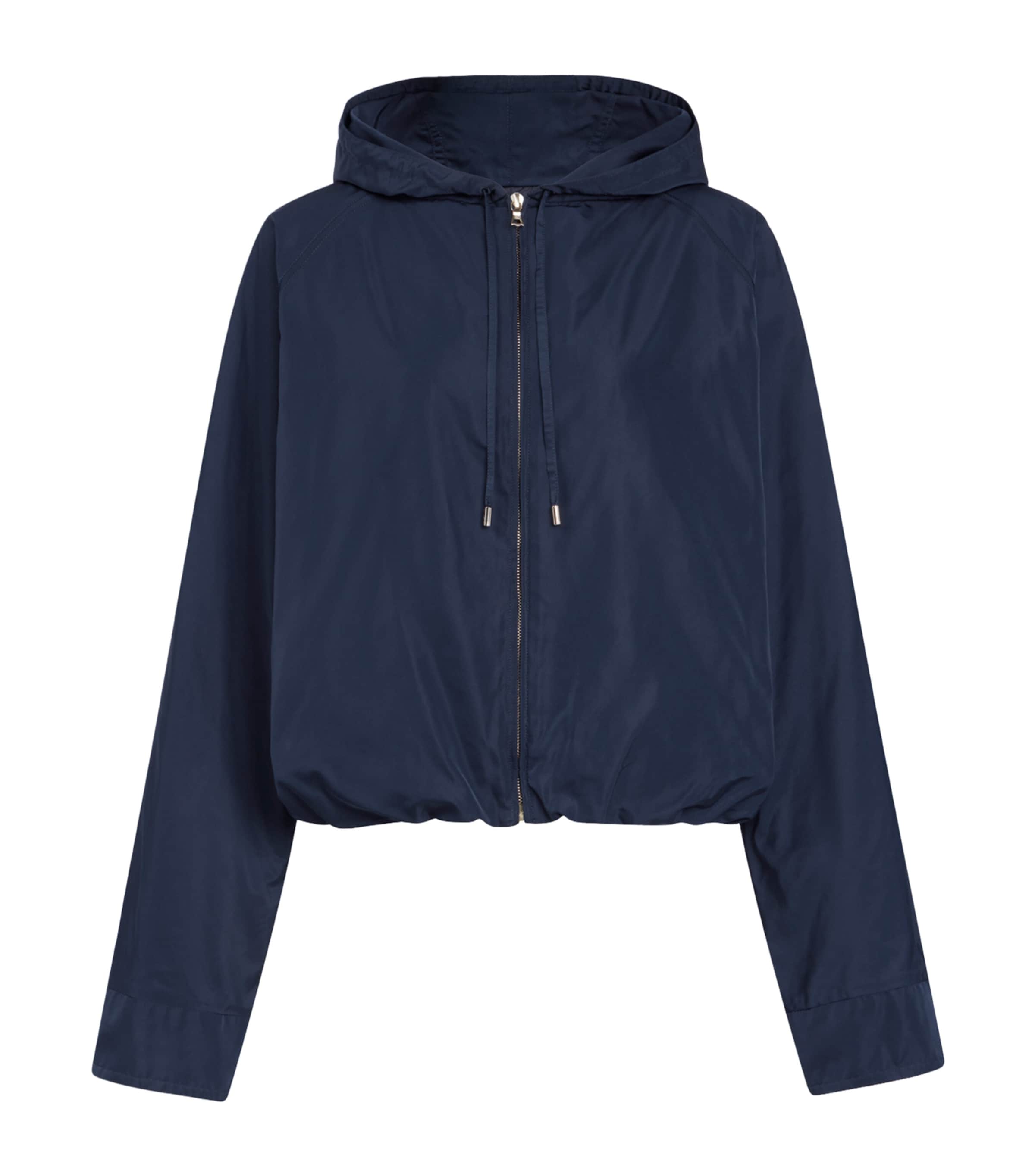 Alaïa Womens Hooded Windbreaker Jacket Navy