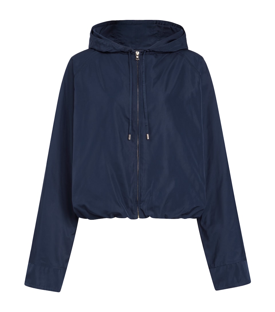 Alaïa Womens Hooded Windbreaker Jacket Navy
