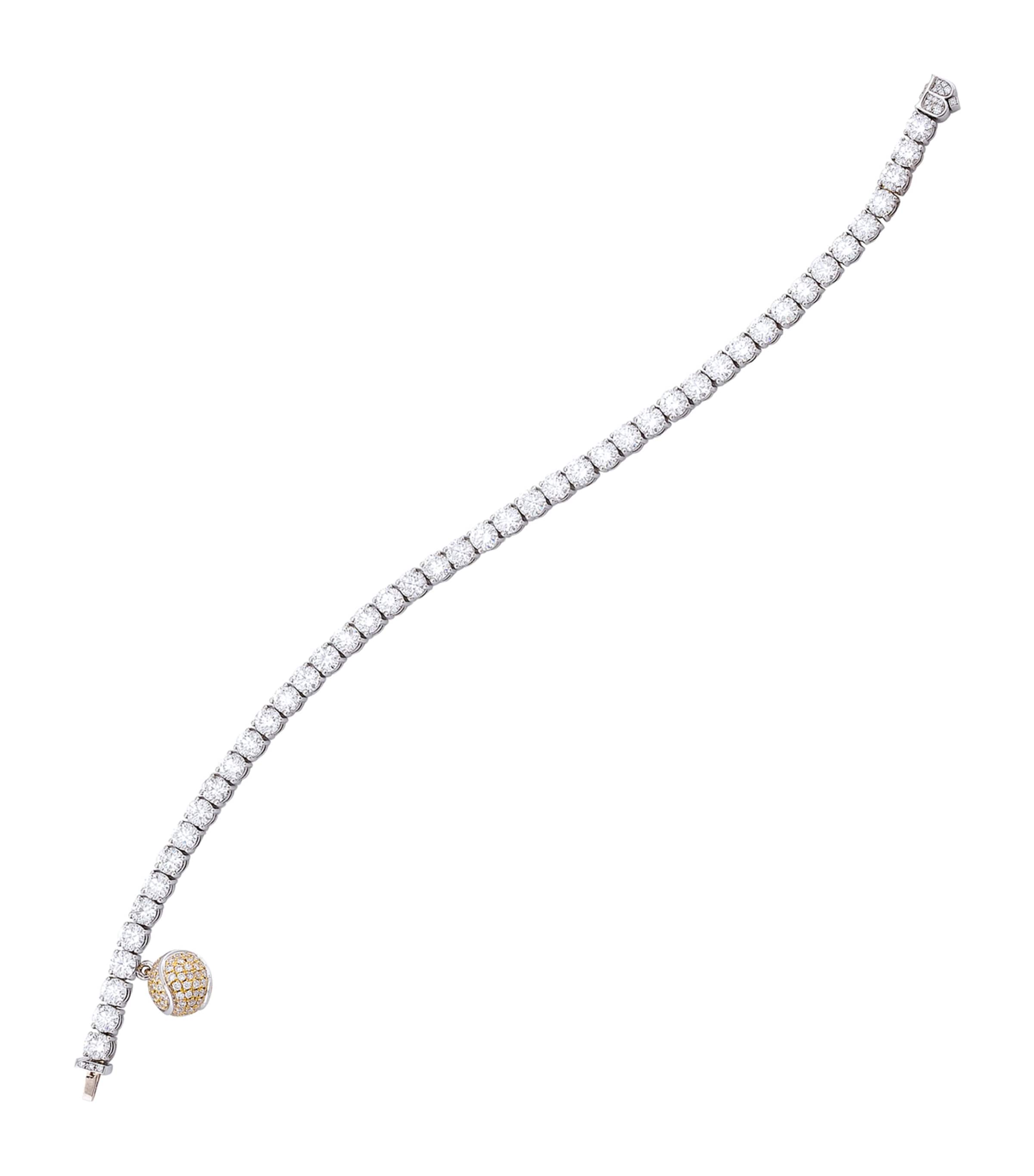 Platinum, Mixed Gold and Diamond Classic Tennis Bracelet