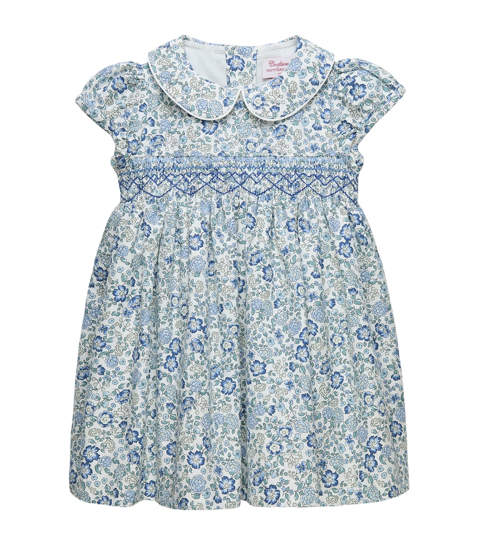 Trotters Cotton Arabella Smocked Dress (6-24 Months) Blue