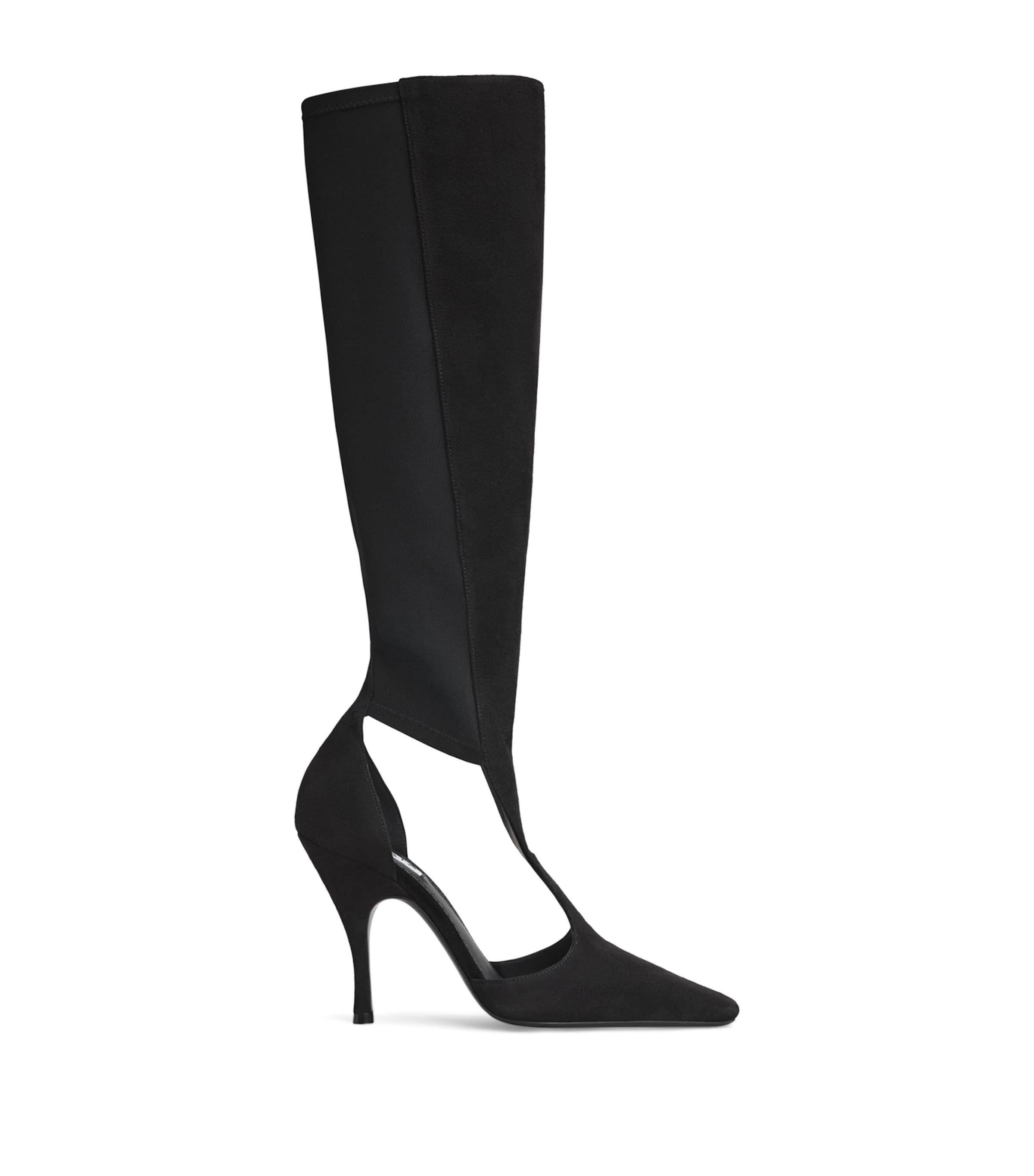 Alaïa Suede Cut-Out Boots 100 Black