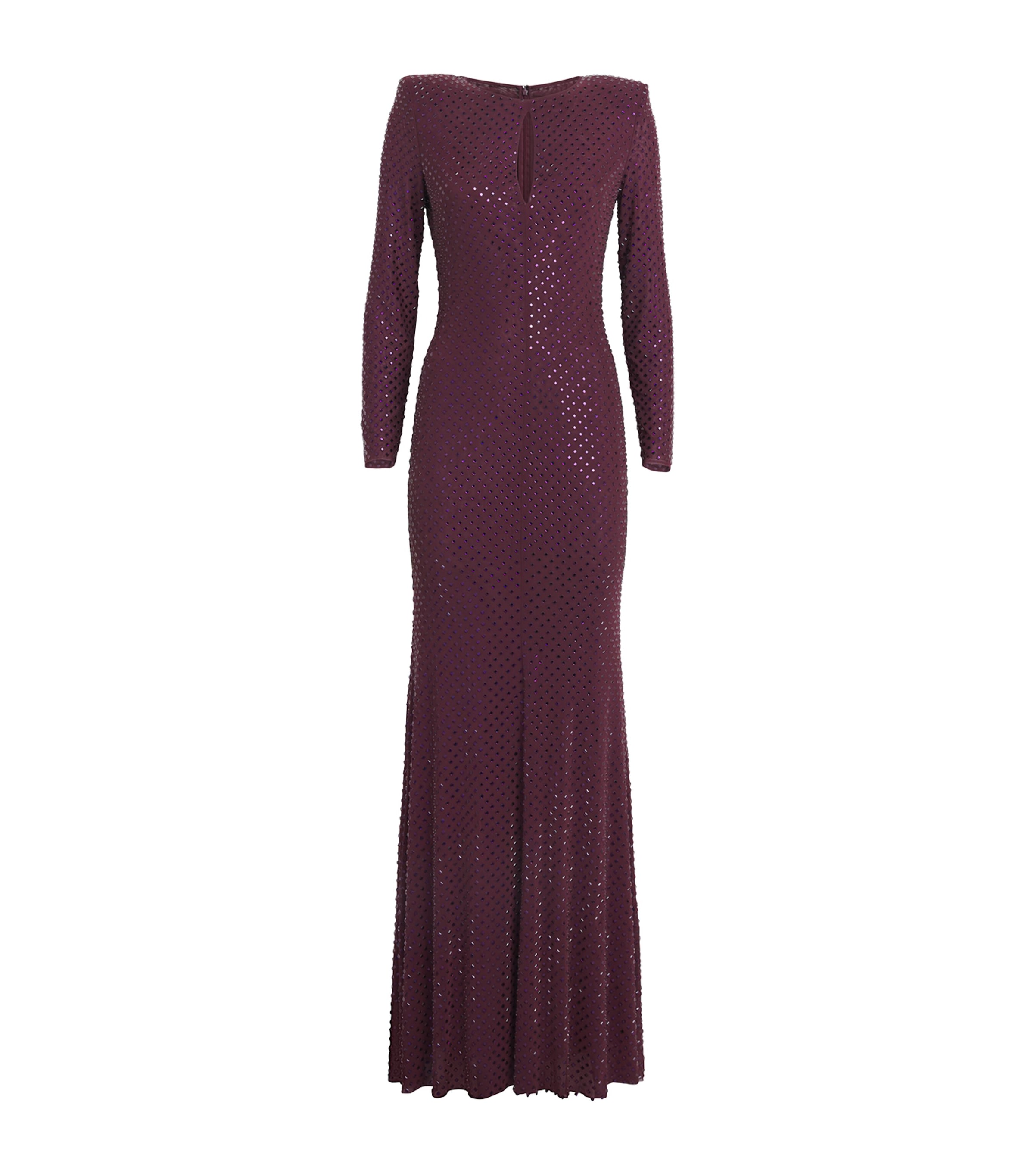 Crystal Long-Sleeve Maxi Dress